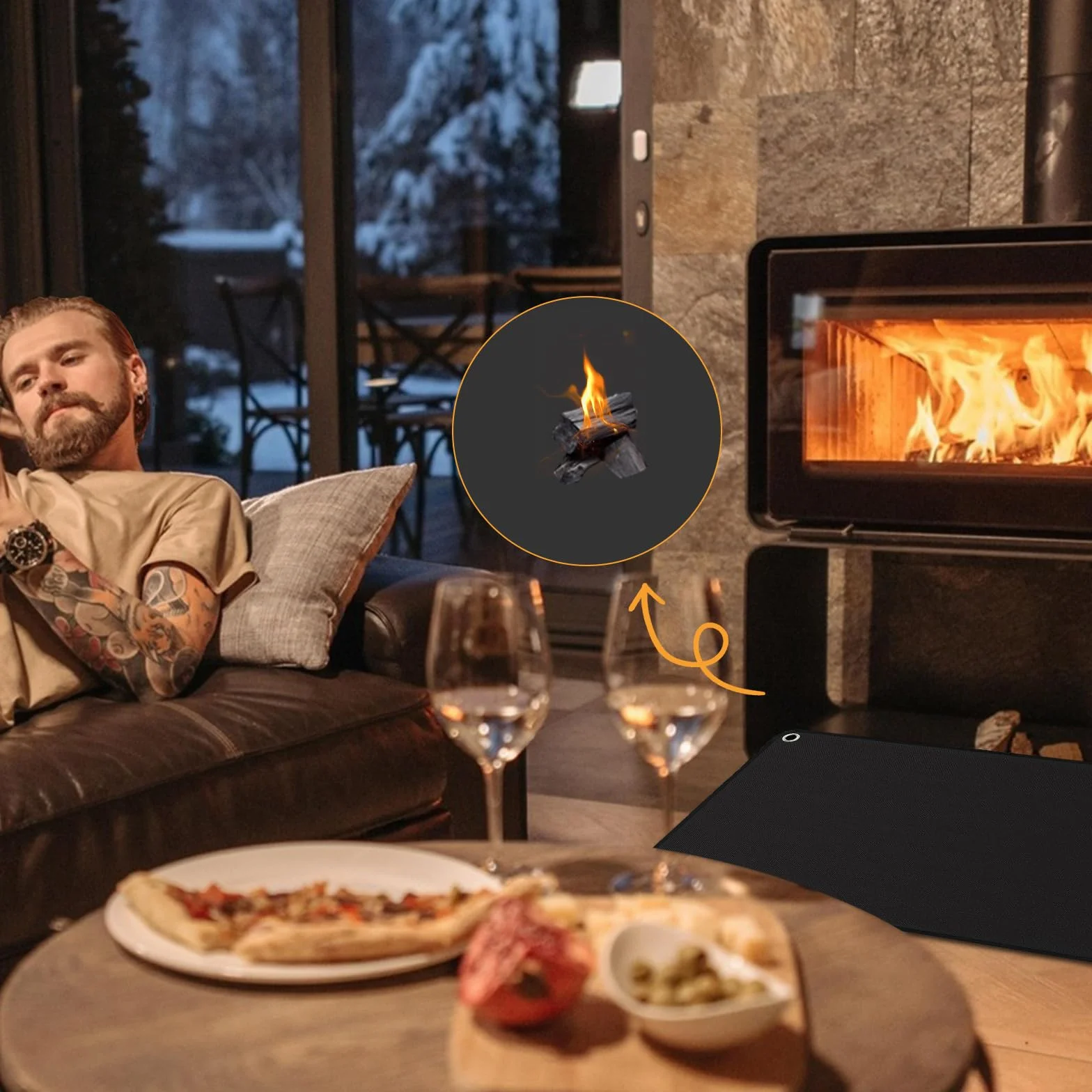 Alfombra Ignifuga para Chimenea, Alfombra Chimenea Ignifuga, Protector Suelo Chimenea, Alfombra de Fibra de Vidrio recubierta de Silicona, Alfombra Ignífuga para Chimenea y Estufa (100 * 120CM)