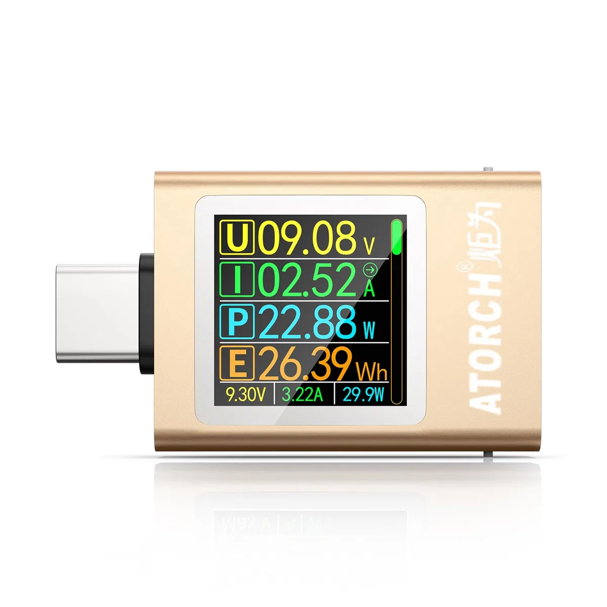 USB C Tester Voltímetro Amperímetro, 4.5-50V 0-12A PD Medidor Tipo C de Corriente y Voltaje, Probador de Carga, Wattímetro Capacidad Detector para Cargador y Power Bank (AT085)
