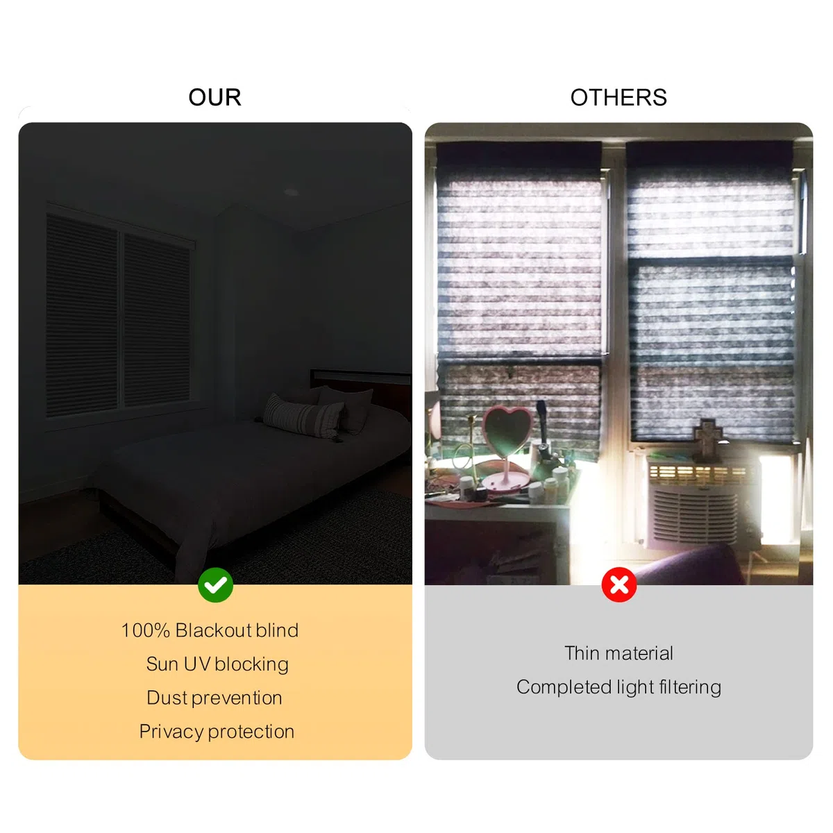 Persianas sin taladrar, tela no tejida, cortada a medida, opacas, térmicas, fáciles de ajustar, autoadhesivas, plisadas, temporales, con clip, para ventanas, puertas de patio, cocina, baño, dormitorio