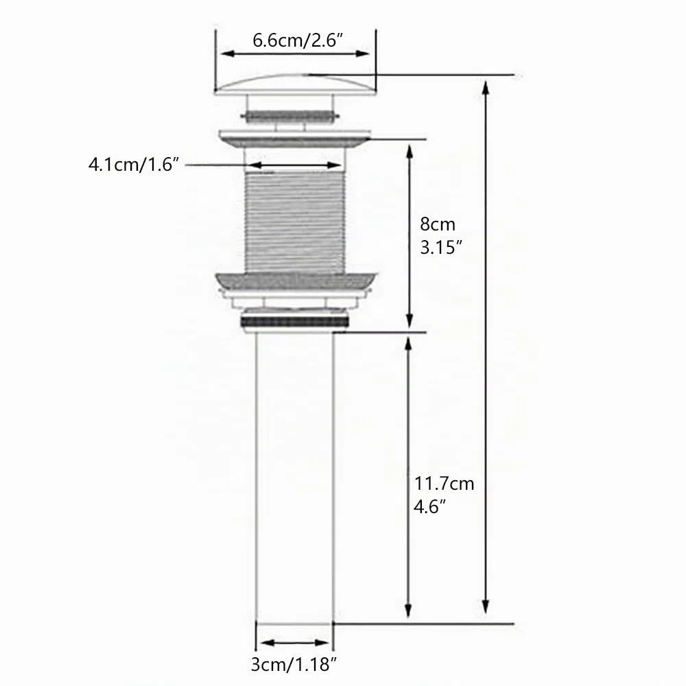 Fregadero para Lavabo sin Ranura Empujar para Elevar Haga Clic en Tapón para Desecho Clack Tapón para Desagüe sin Desbordamiento Terminado (Amarillo)