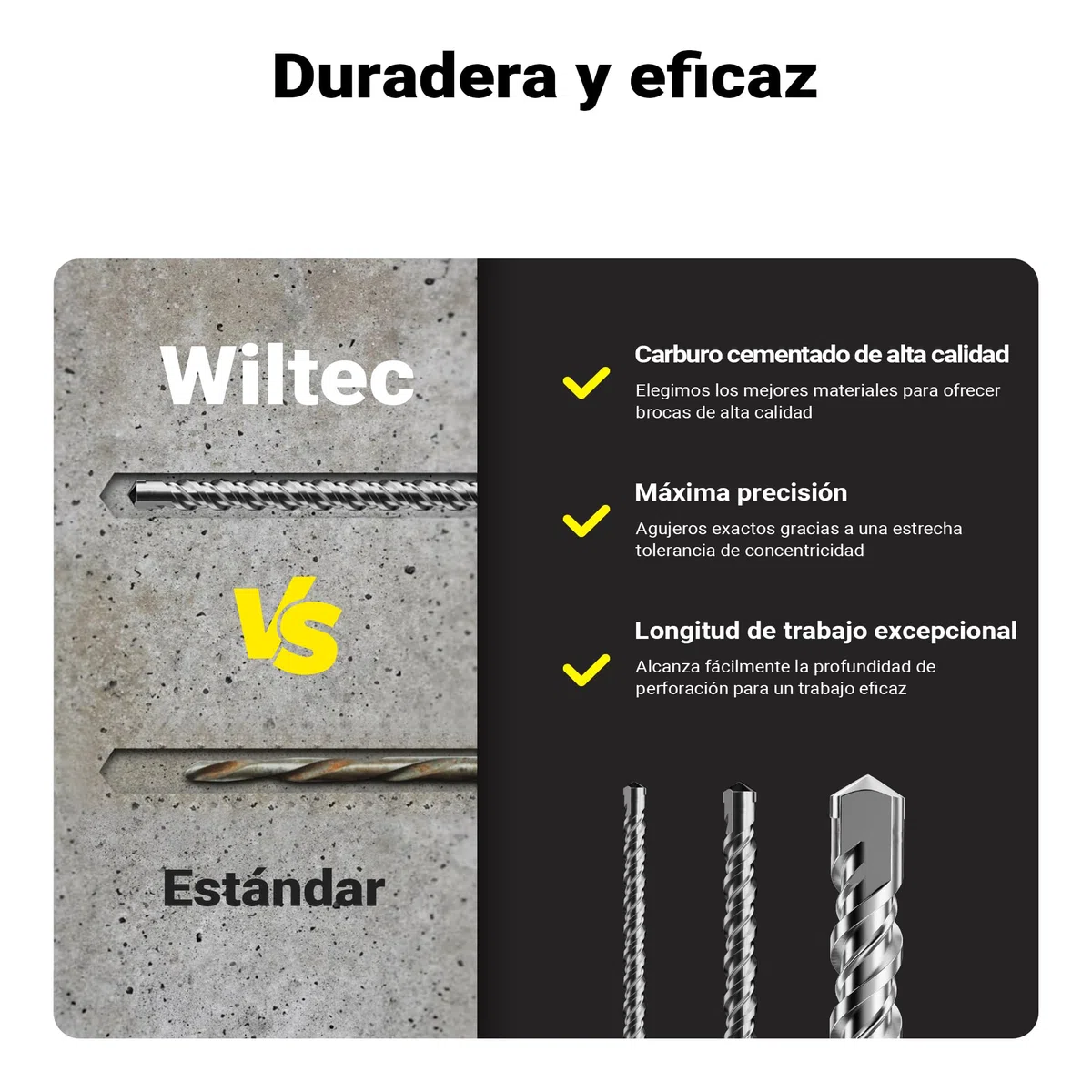 Set 3 brocas SDS 1000mm, profundidad de perforación 870mm Ø12/16/24mm brocas de avance para martillo