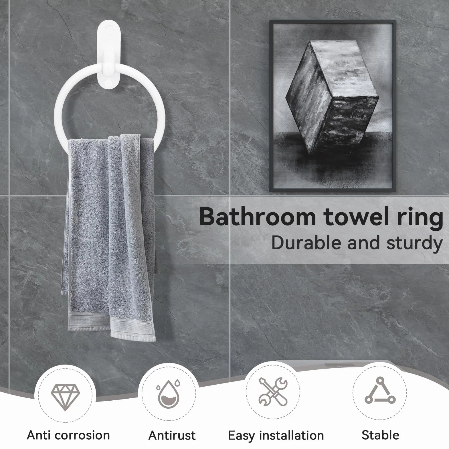 HERCHR Toallero de Mano, Toallero de Aluminio para Baño Toallero de Mano Colgador de Pared Toallero Redondo Toallero Redondo Círculo Toallero Colgador Giratorio Toallero de Cocina para Casa