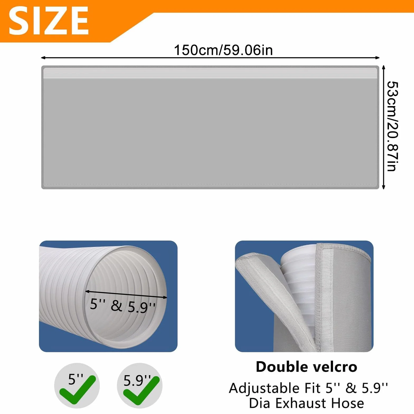 Cubierta Aislante Para Manguera De Aire Acondicionado Portátil, Para Mangueras De Escape De 5" Y 5.9" De Diámetro, Con 3 Hebillas Ajustables, Fácil De Instalar