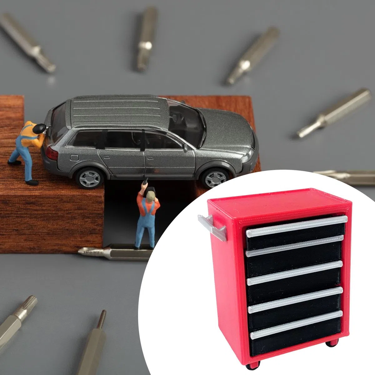 Armario de Garaje a Escala 1:18, Accesorios para Talleres de Coches, Maqueta de Carro de Herramientas, Utilería para Escena de Reparación de Coches