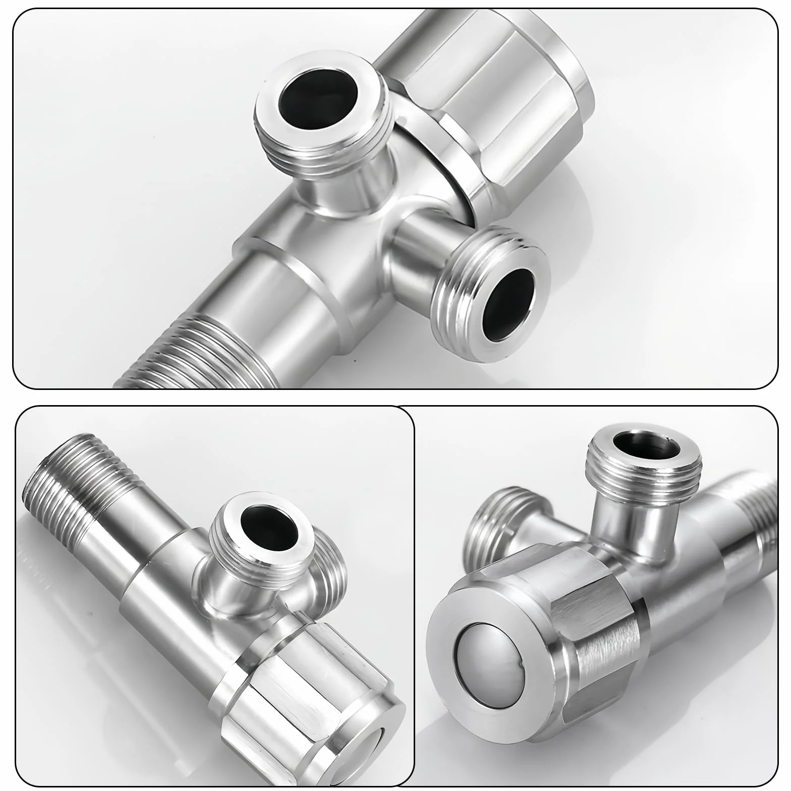 Válvula de Ángulo Doble, Válvula de Ángulo Doble para Lavabo, Llave de Paso Agua 1/2, con 2 X 1/2 Pulgadas y Cinturón de Materia Prima