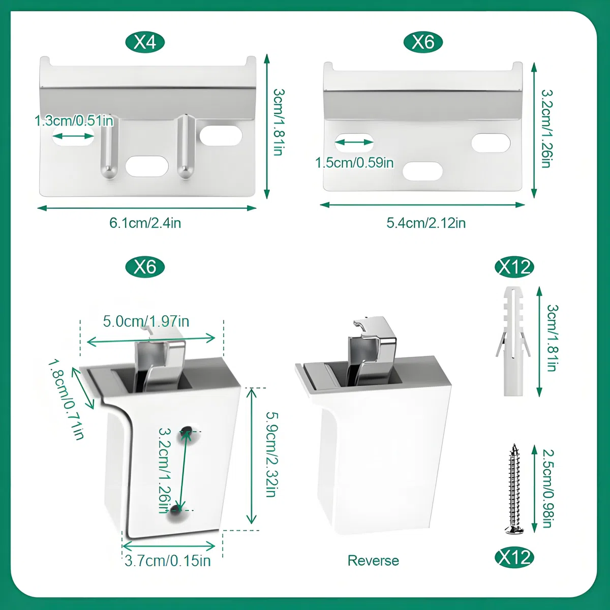 6 Piezas Juego de Soportes para Armarios Colgantes Gancho Ajustable para Armarios Soporte de Pared Tornillo de Expansión Kit Completo Cantidad Abundante Apto para Cocina Baño y Sala de Estar
