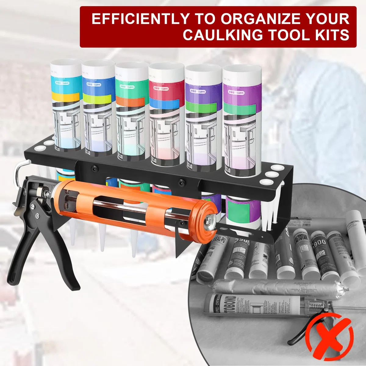 Qivine Soporte para Botellas de Spray, Organizador Herramientas Pared para Guardar Botes, Soporte para Botes de Spray Perfecto para Guardar los Botes de Aceite o Spray en tu Taller