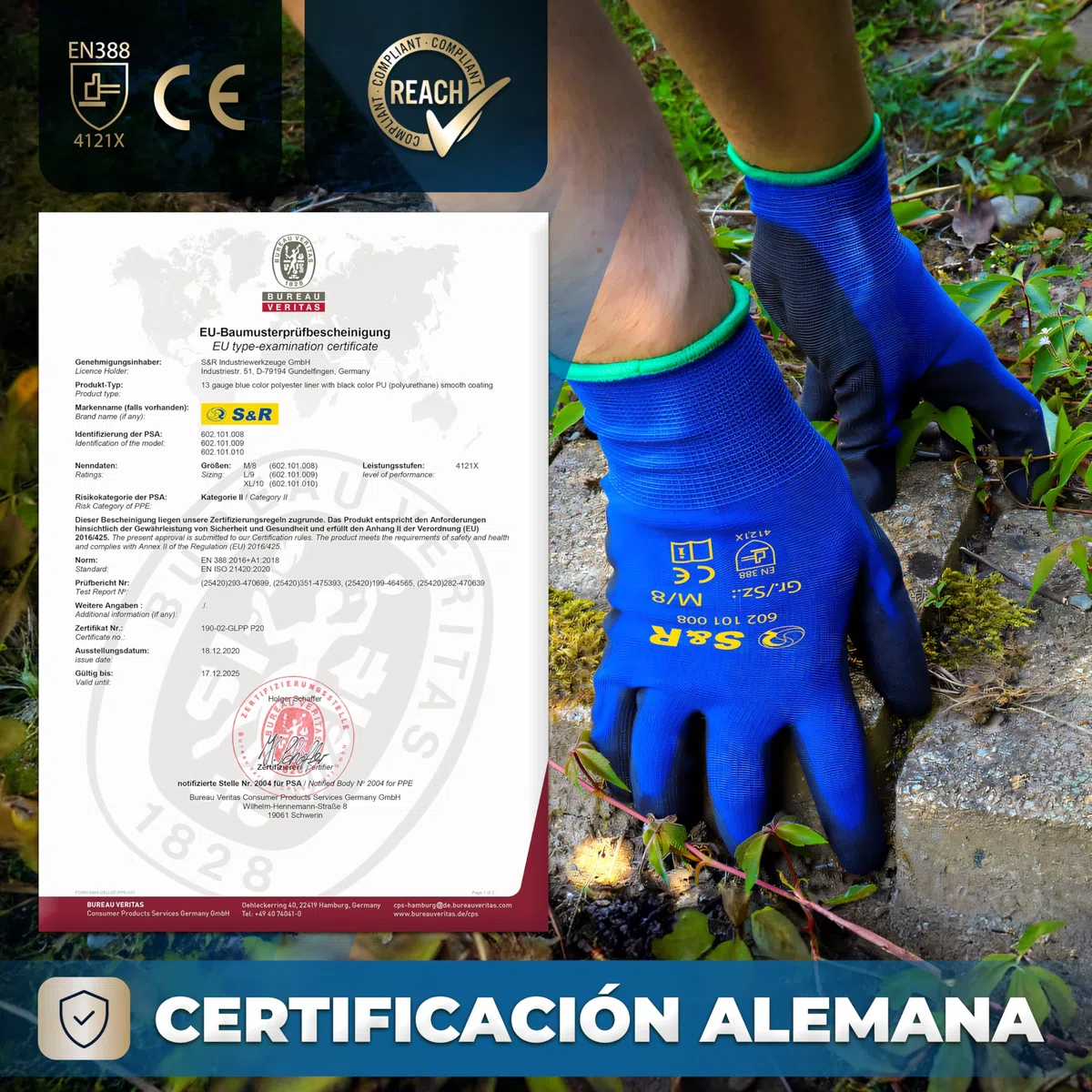S&R Guantes de Trabajo Hombre Ligeros - Talla XL/10-12 Pares.