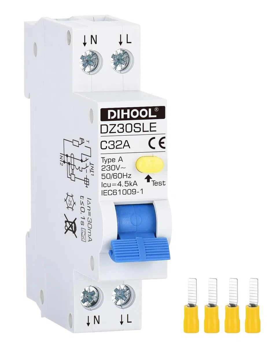DIHOOL 32A 1P+N ancho 18mm 30mA tipo A 230V/AC disyuntor de corriente residual RoHS disyuntor fusible automático