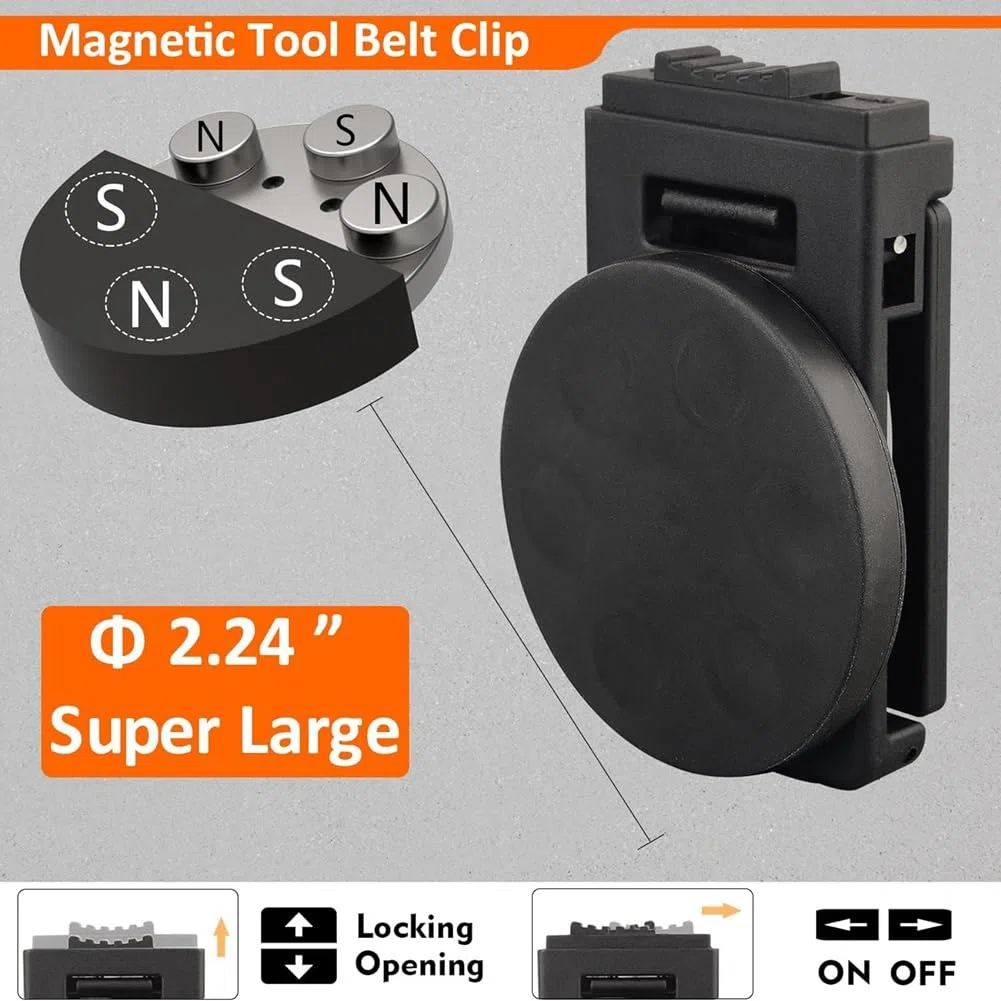 Clip Magnético para Cinturón Herramientas, Soporte Magnético Antideslizante para Cinturón, Accesorios para Cinturón Herramientas con Clip Magnético para Destornillador de Martillo