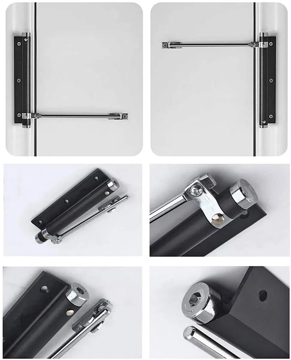 Cierrapuertas livianos de aleación de aluminio, livianos como una pluma, con resorte, ajustables, montados automáticamente para uso residencial y comercial (180 mm negro con 5 tornillos)