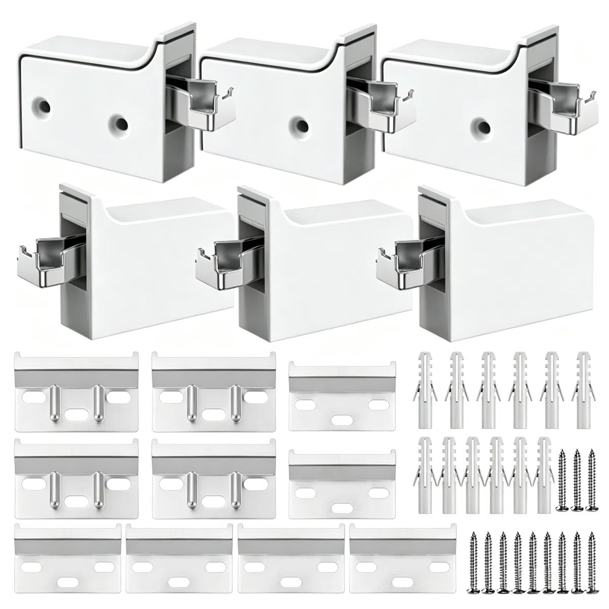 6 Piezas Juego de Soportes para Armarios Colgantes Gancho Ajustable para Armarios Soporte de Pared Tornillo de Expansión Kit Completo Cantidad Abundante Apto para Cocina Baño y Sala de Estar