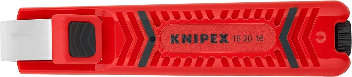 KNIPEX Pelamangueras con hoja de bisturí en blister carcasa de plástico resistente a los golpes 130 mm, 16 20 16 SB