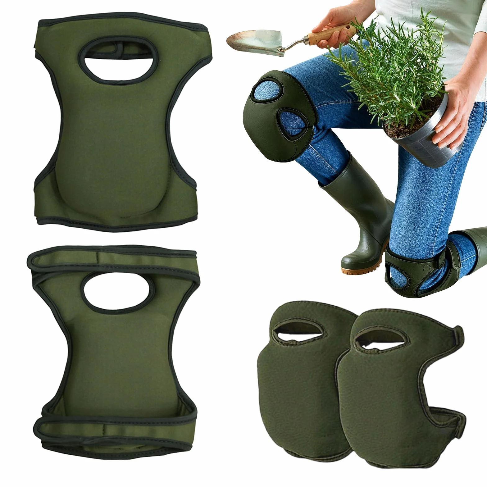 Rodilleras de Jardinería Ajustables, Protector de Rodilla para Jardín, Limpieza y Mantenimiento, Verde