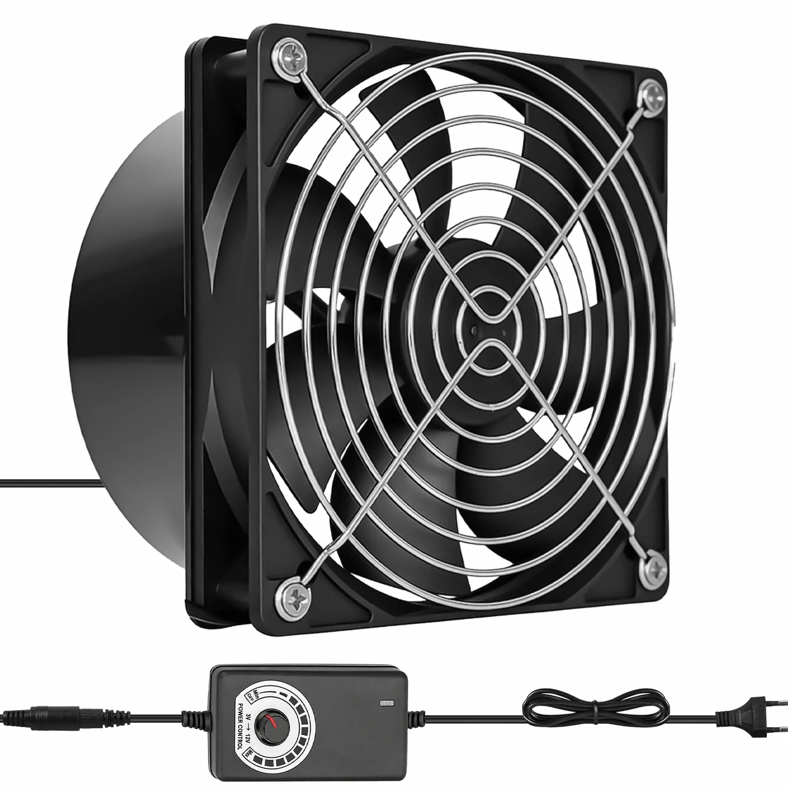 Ventilador de tubo de 100mm, ventilador de extracción, ventilador de conducto con regulador de velocidad, ventilador DC12V para cocina, baño, garaje, invernadero - Silencioso y resistente al calor