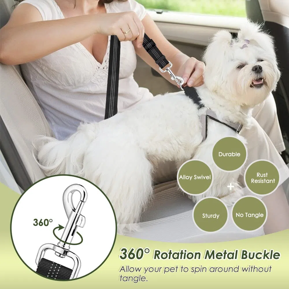 SlowTon Arnés de Coche para Perro con Correa de Conector, multifunción, Ajustable, Doble Tejido de Malla Transpirable, arnés de Chaleco de Viaje con cinturón de Seguridad Negro XXS