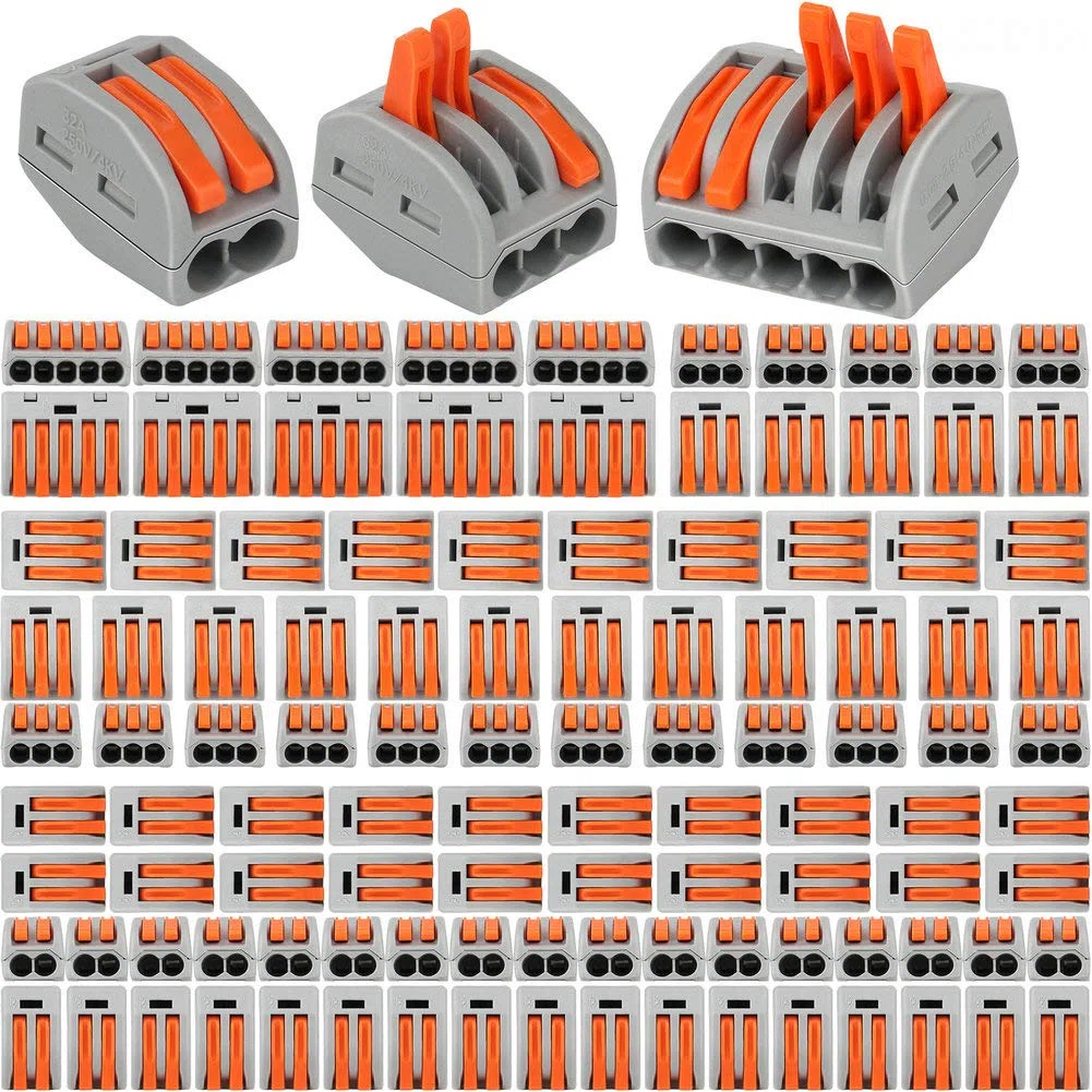 110 PCS de conectores de cable compacto,YUSHIHU Conectores de bloque de terminal de cable, 55 piezas 2 puertos / 45 piezas 3 puertos / 10 piezas 5 puertos (110pcs)