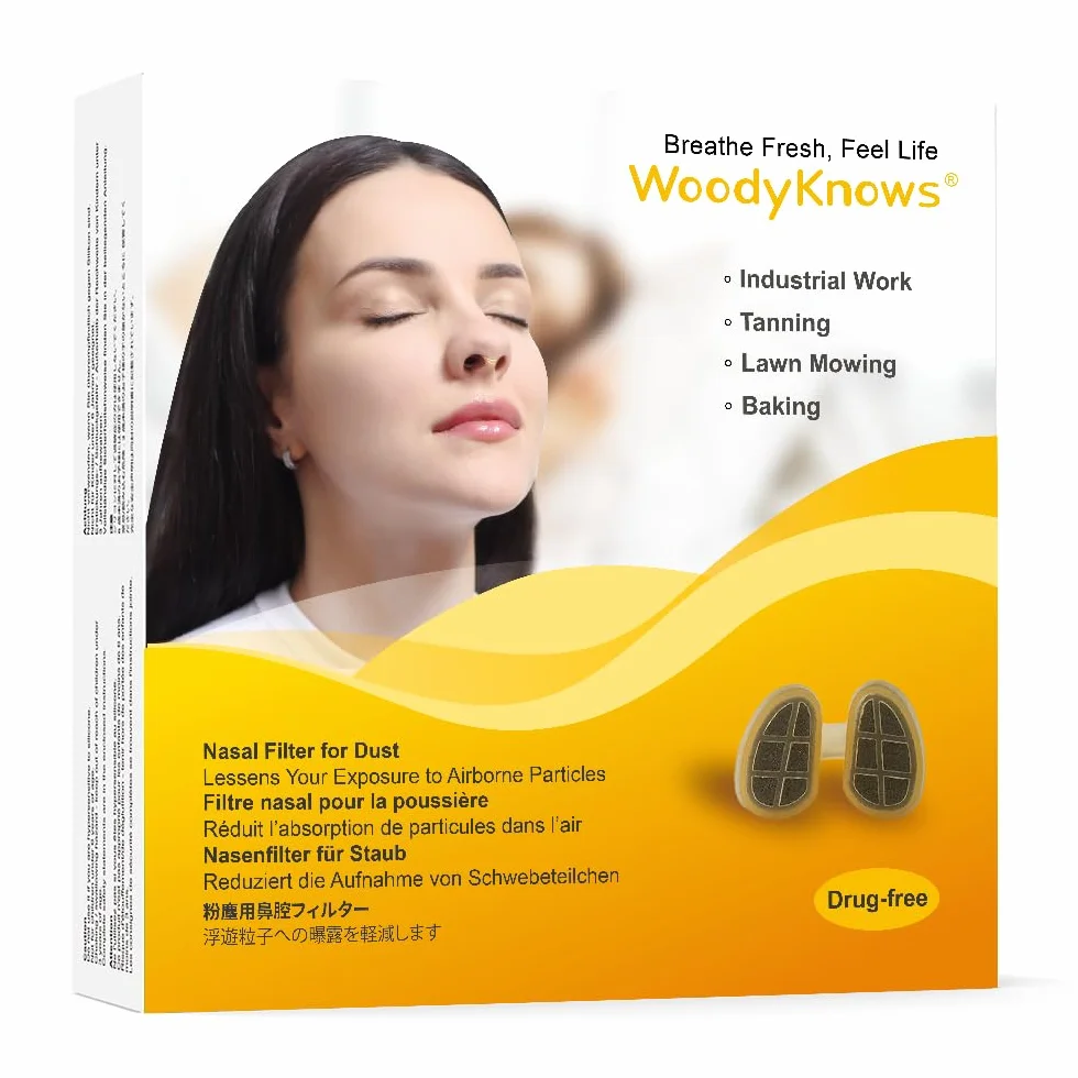 Filtros nasales WoodyKnows para actividades polvorientas, herramienta útil para realizar trabajos industriales (Prueba S/M/L/XL, 1 filtro + 2 reemplazos para cada tamaño)