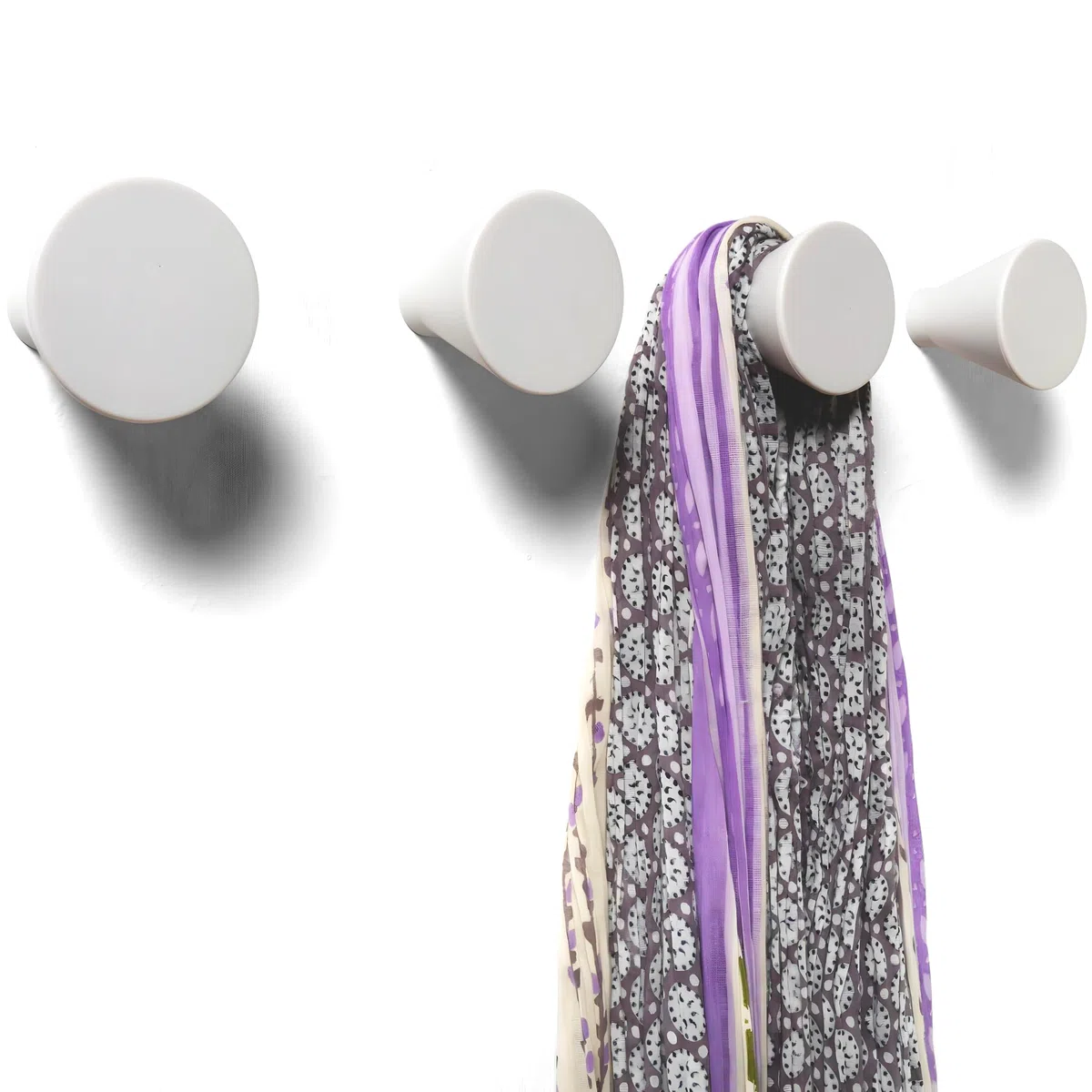 Percheros de Pared modernos individuales - Ganchos Decorativos - Colgador toalla baño diseño minimalista con sistema de fijación oculto - Percha entrada casa (Pack 4 Colgadores, Gris Claro)
