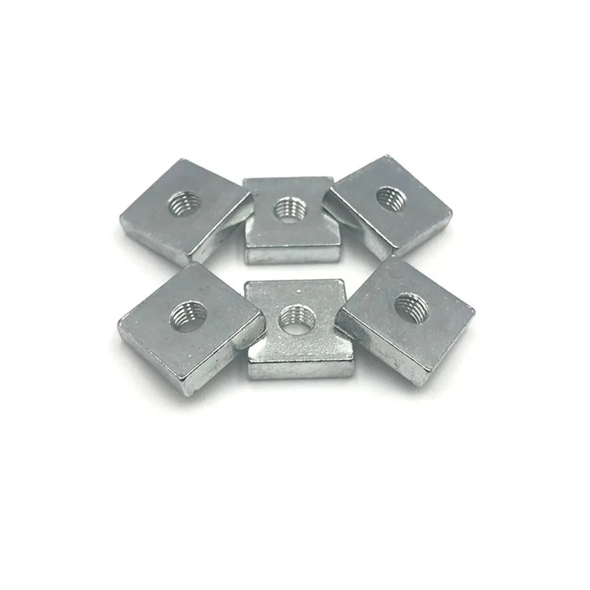 20 Piezas/Lote de Tuercas cuadradas M5 M6 de Acero al Carbono galvanizado y cincado, Bloque cuadrángulo Delgado(M6x12x12x2mm)