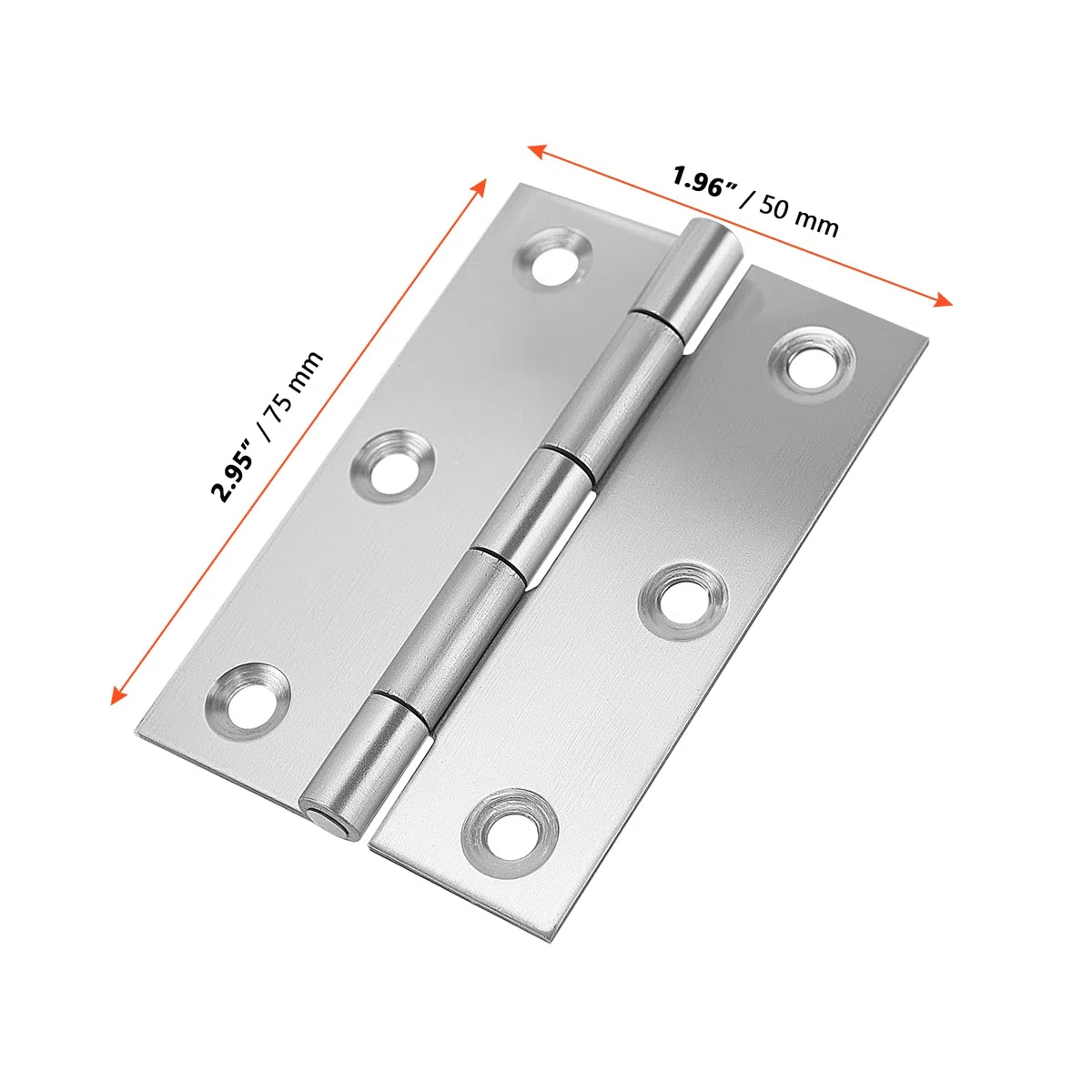 SINJEUN Bisagras de puerta de acero inoxidable, 20 unidades, 75 x 50 mm, bisagras con tornillos, bisagra plegable de acero inoxidable para puertas