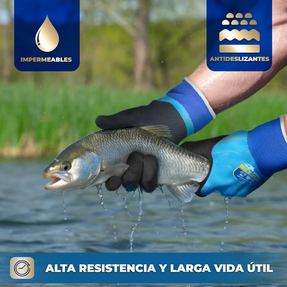 S&R Guantes de Trabajo Impermeables 2 PARES para Hombre Mujer Tallas 9 y 10. Guantes de protección Bricolaje Jardinería Mecánicos Pesca