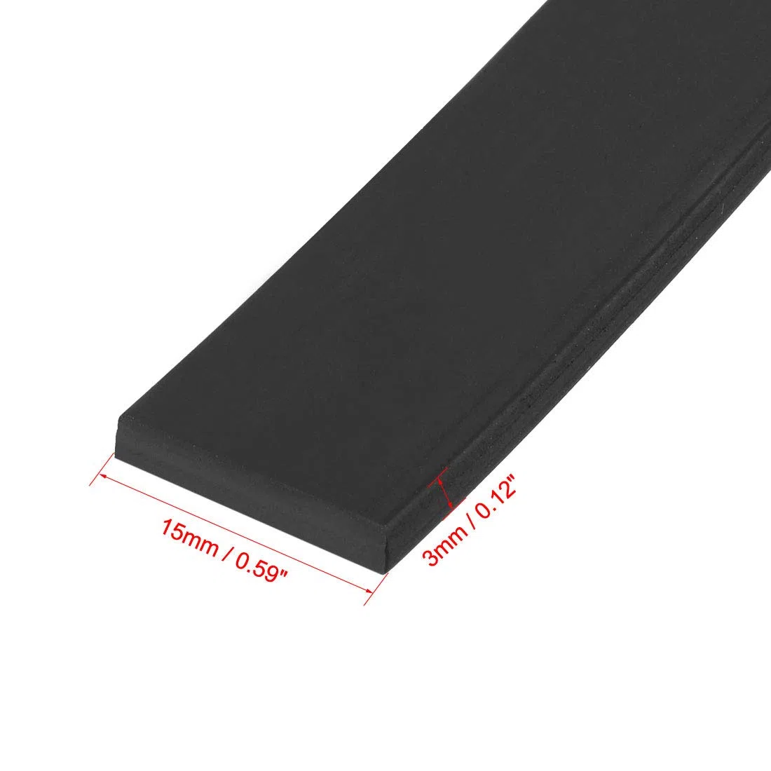 sourcing map Sólido Rectángulo Goma Sello Tira 15mm Wide 3mm Grosor, 5 Metros Largo Negro