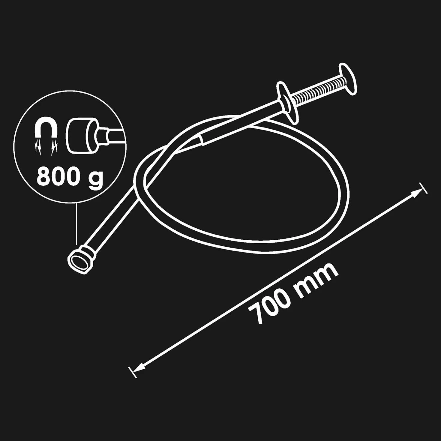 Pinza de garras ViGOR V1764 I con imán para sujeción adicional, fuerza de elevación magnética: aprox. 800 g I para coger piezas pequeñas como tornillos, tuercas, etc. en lugares inaccesibles