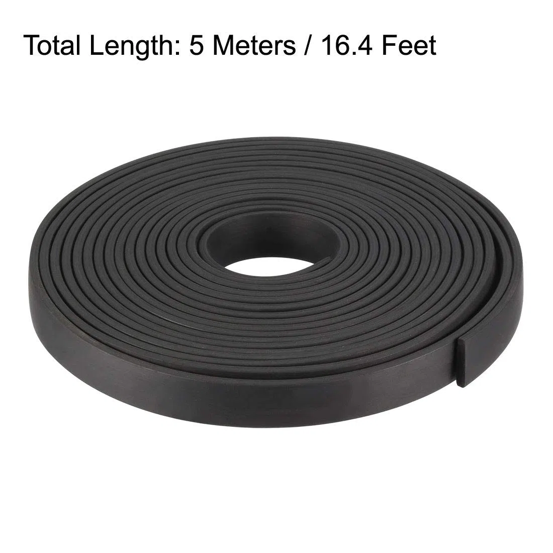 sourcing map Sólido Rectángulo Goma Sello Tira 15mm Wide 3mm Grosor, 5 Metros Largo Negro