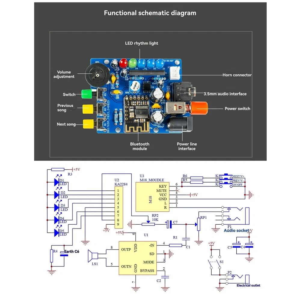 Kit de altavoces Bluetooth DIY Electrónica DIY Soldadura Proyecto Práctica Soldadura DIY Componente de Kit Electrónico