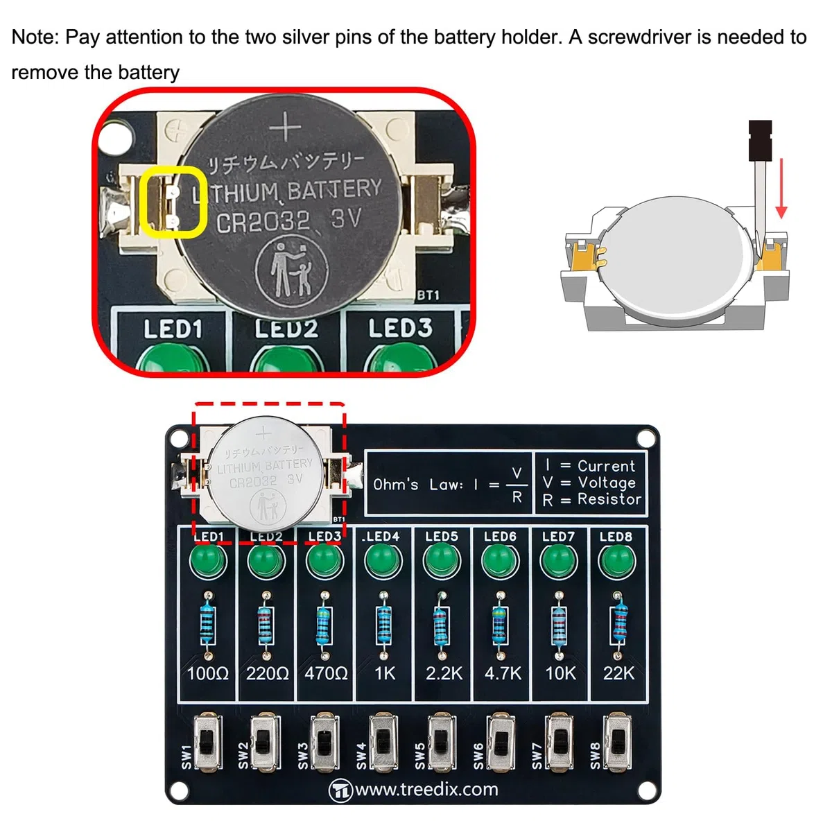 Treedix Kit de práctica de soldadura, tablero de soldadura de circuito de aprendizaje de proyectos electrónicos de bricolaje, tablero de aprendizaje de resistencias, kit de soldadura para aprender