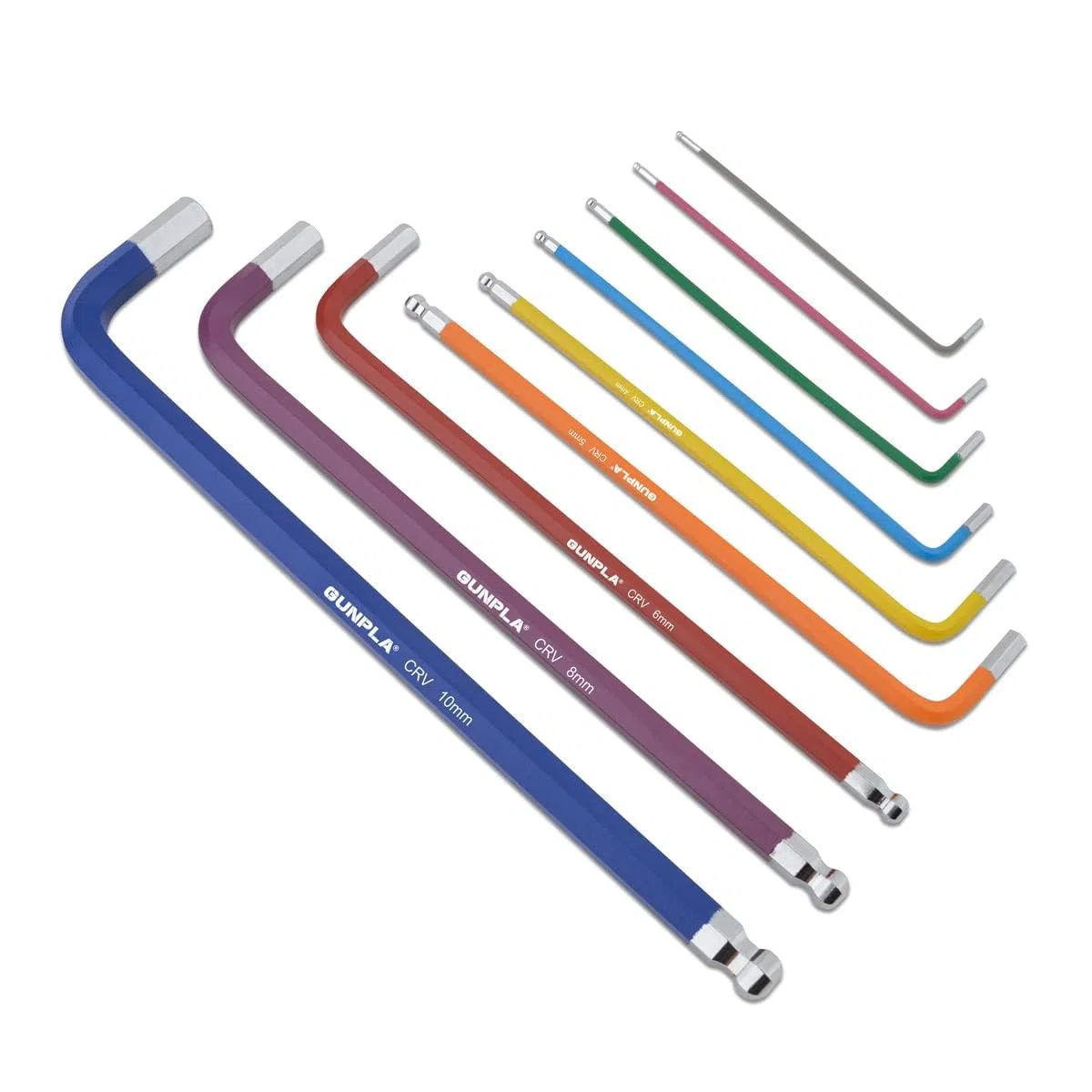 Gunpla Multicolor Llaves Allen de Cabeza Esférica 9 Piezas (Métricas) - Juego de Llaves Allen/Llaves de Allen Profesionales de 1,5 mm a 10 mm, CR-V