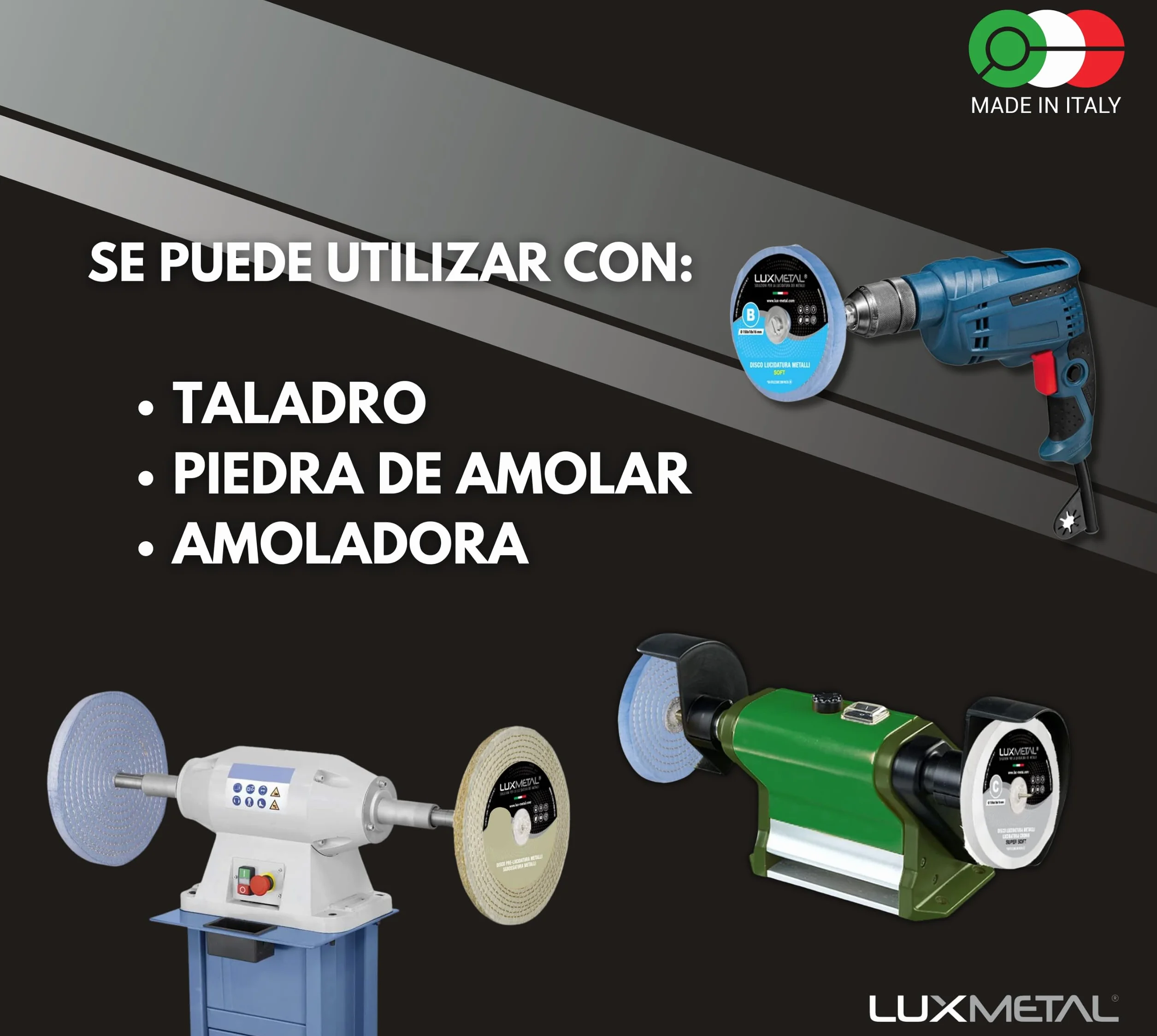 Lux Metal - Disco de pulido de dureza media 150 mm fieltro de lana discos de pulido espejo metales aluminio acero inoxidable rueda de pulido para taladro amoladora latón cobre hierro madera mármol oro