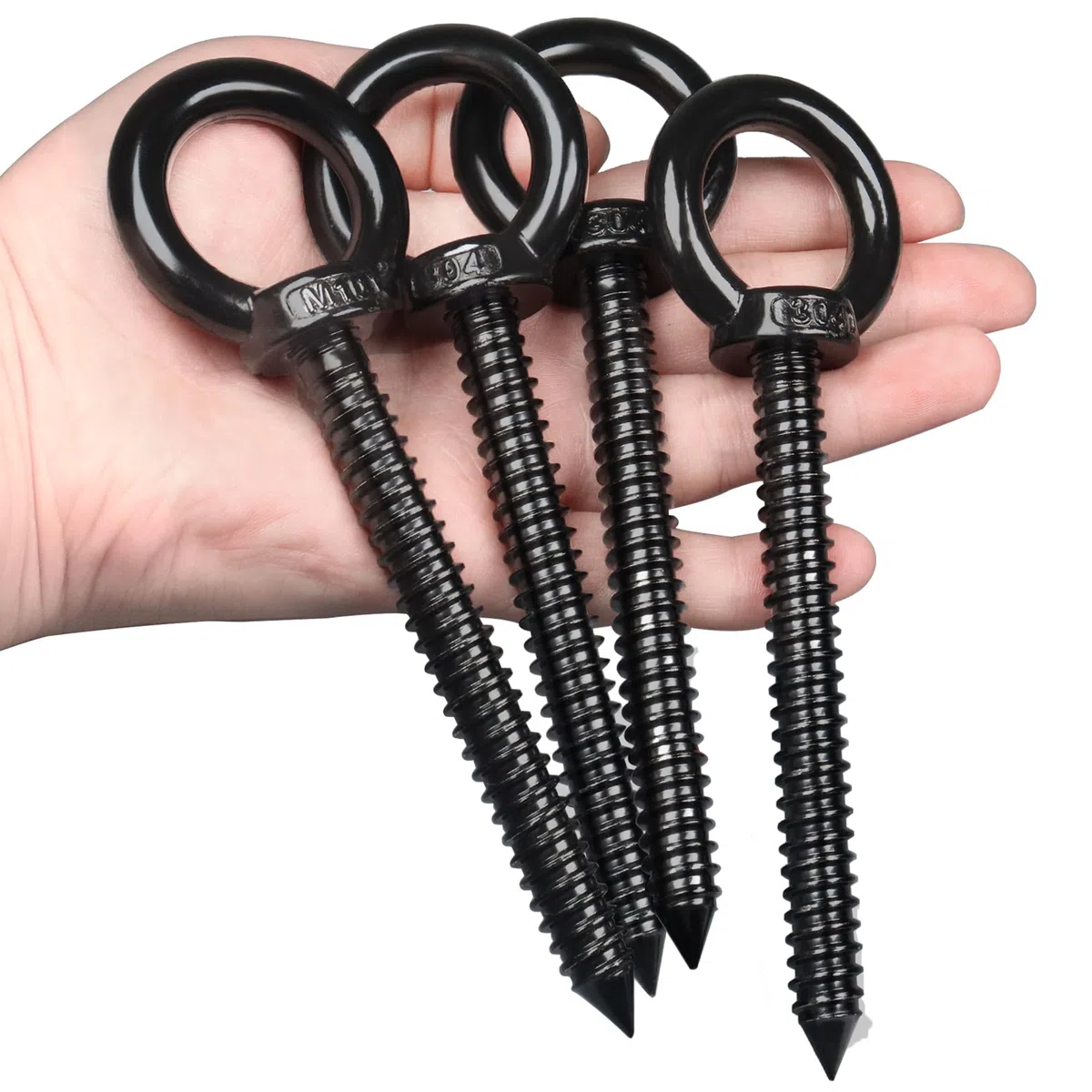 OHIYO Ganchos de ojo resistentes de 5.5 pulgadas M10 autorroscantes con capacidad de carga de 750 libras, ganchos de ojo de rosca resistentes para soporte de hamaca, silla columpio, yoga, usos pesados