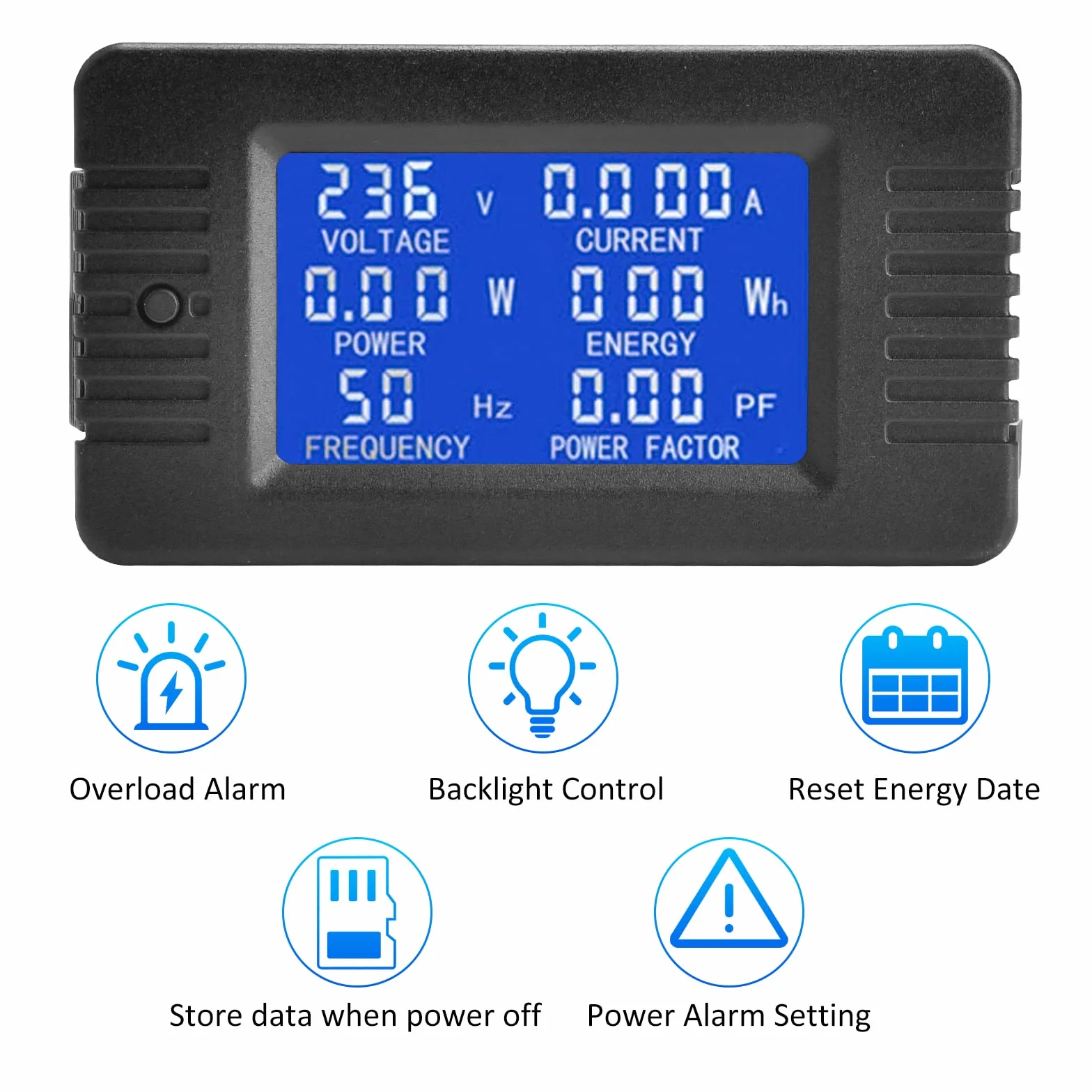 Aideepen LCD Amperímetro digital Voltímetro AC 80-260V 100A, Medidor de potencia 6 en 1 de electricidad para el hogar, Tipo abierto Medidor de energía CT