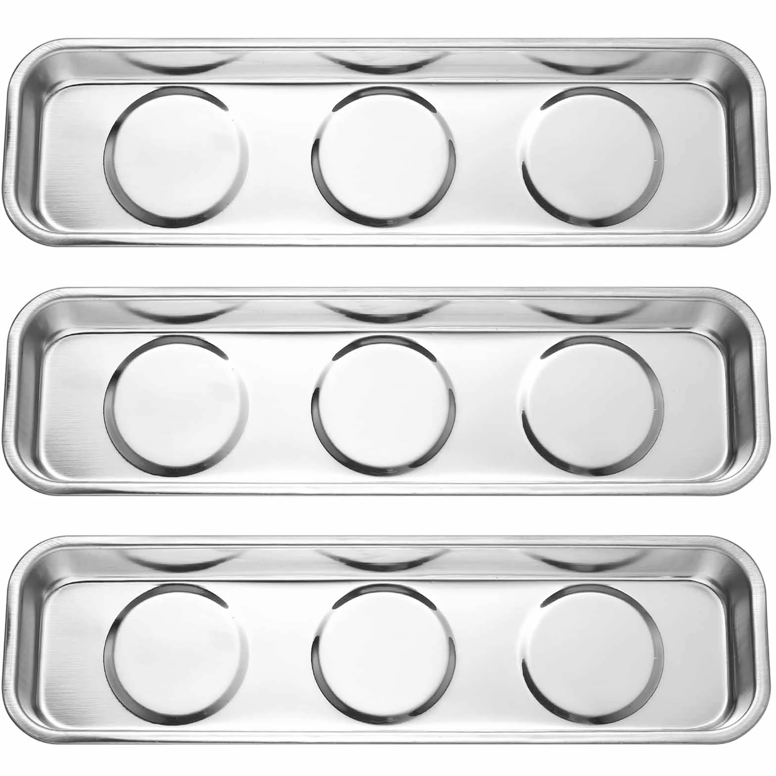 3 Pcs Bandejas Magnéticas para Tuercas y Tornillos, Bandeja Magnética de Acero Inoxidable para Piezas Herramientas Taller Mecanico Herramientas Metálicas (22,6 x 6,5 cm)