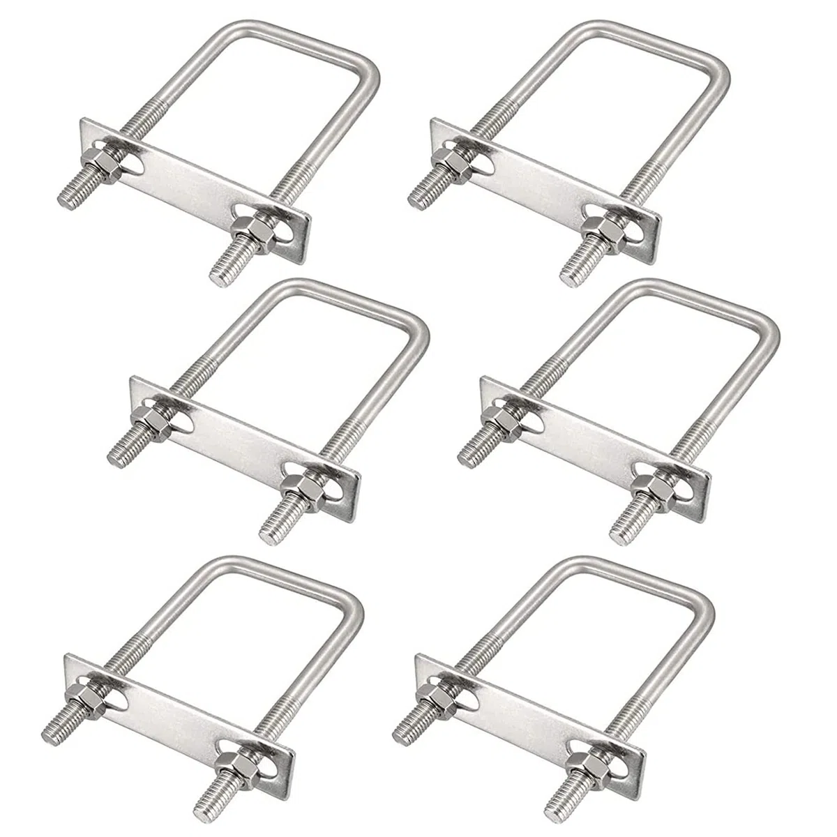 Pernos en U M8, 6 Piezas Tornillos en U Acero Inoxidable, Perno en Forma de U, Abrazadera Cuadrada Per nos con Tuercas Placa de Marco, M8 U-Pernos para Aplicaciones Industriales (40 X 100 mm)