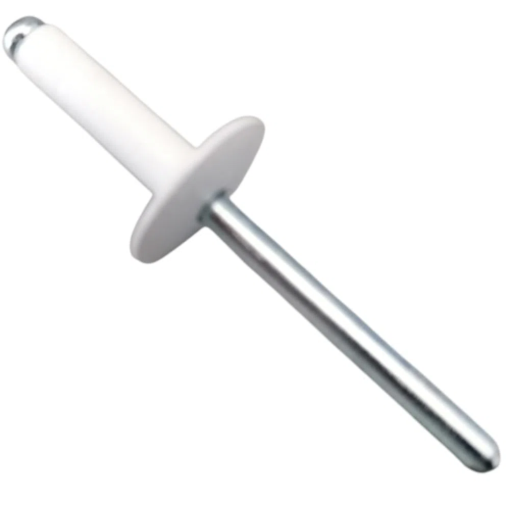 250x Remaches de Aluminio Blancos Ala Ancha 4,8 x 18 mm – Remaches Pop Cabeza Grande para Chapa, Plástico y Matrículas – Remaches Ciegos Alta Resistencia para Automoción, Carrocería y Bricolaje