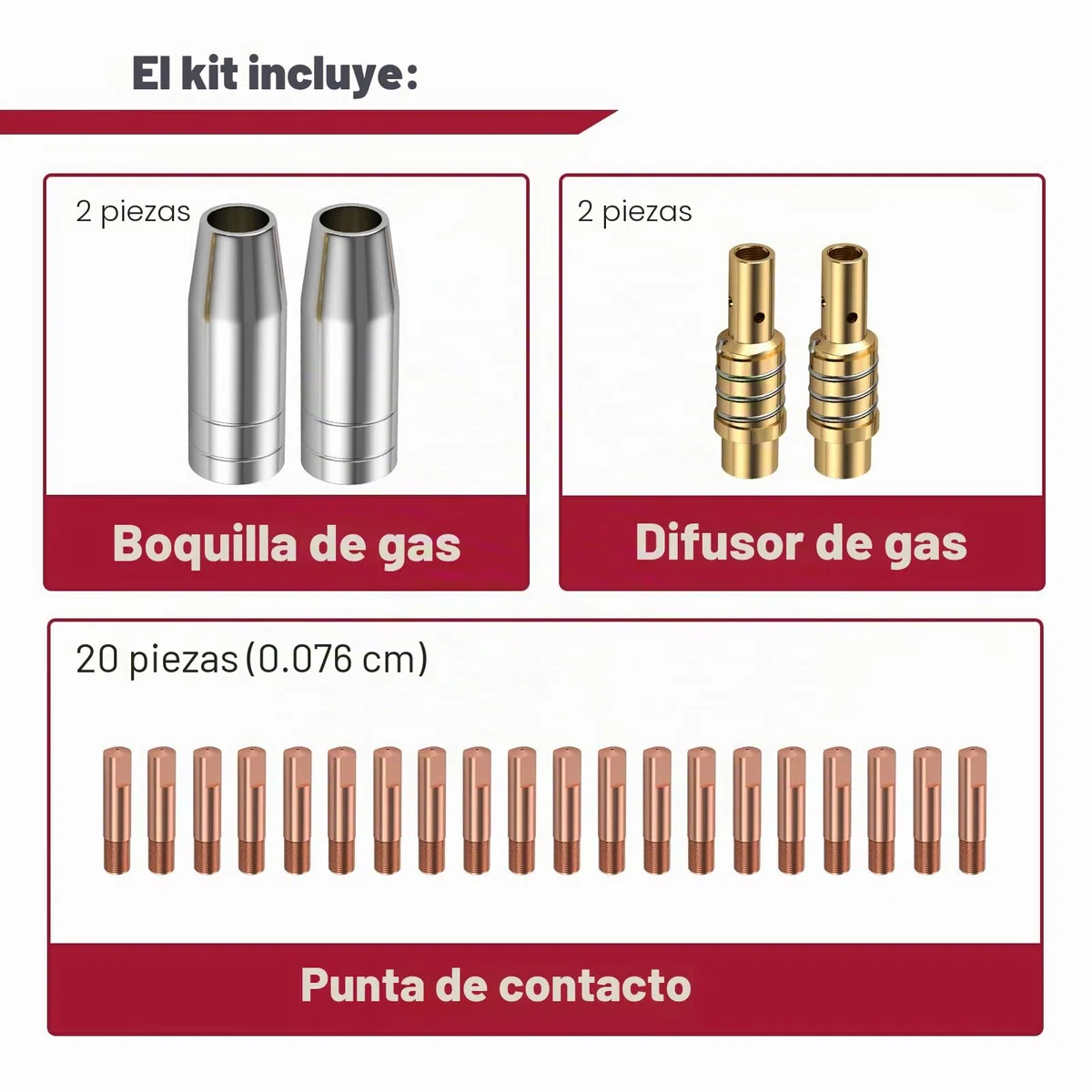 ARCCAPTAIN Kit de accesorios para pistola de soldadura Mig de 0,8mm pulgadas para pistola MIG MB15