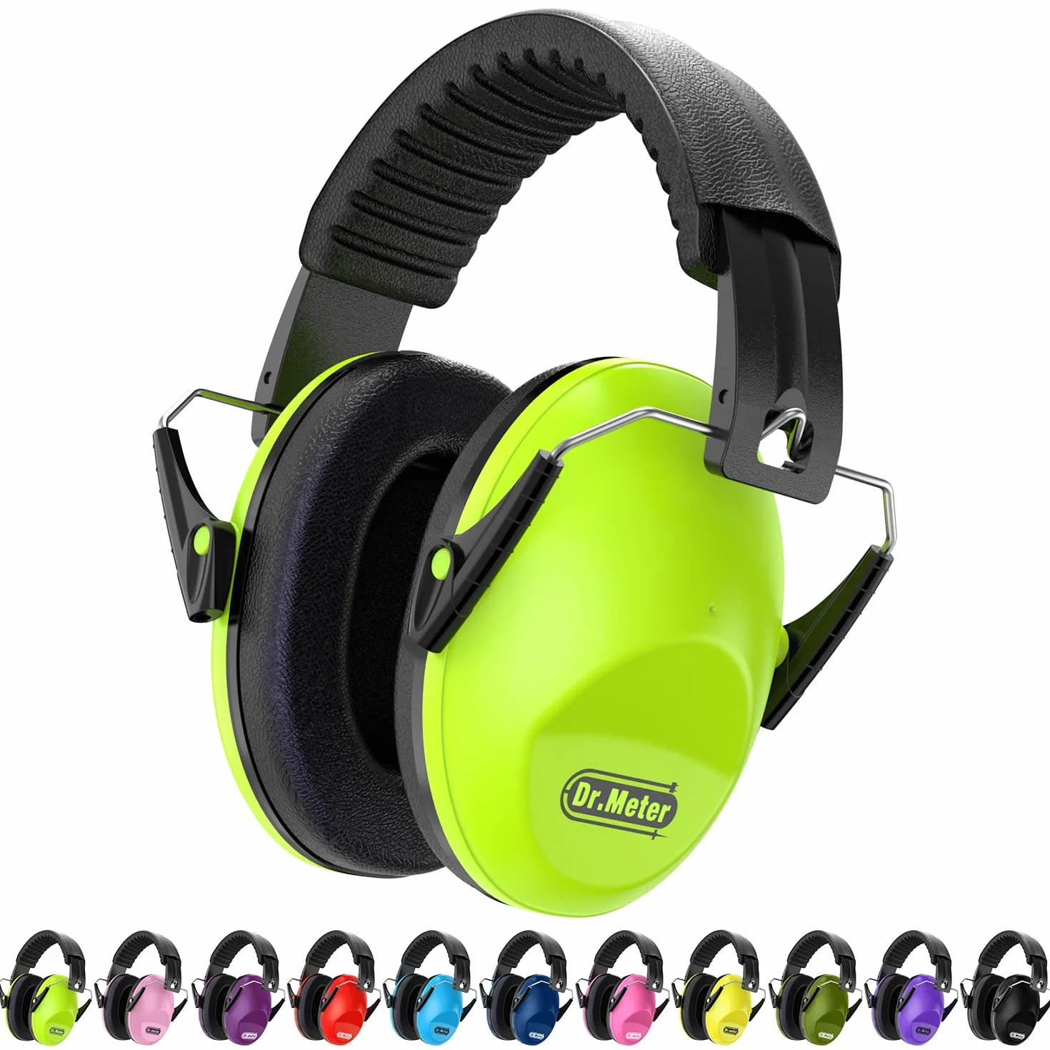 Dr.meter Cascos Antiruido para Niños, Cascos Ruido Niños Protección Auditiva SNR 27.4dB, Diadema Ajustable, Orejeras Suaves Cómodas, Reducción de Ruido para Estudio, Viajes y Eventos Ruidosos - Verde