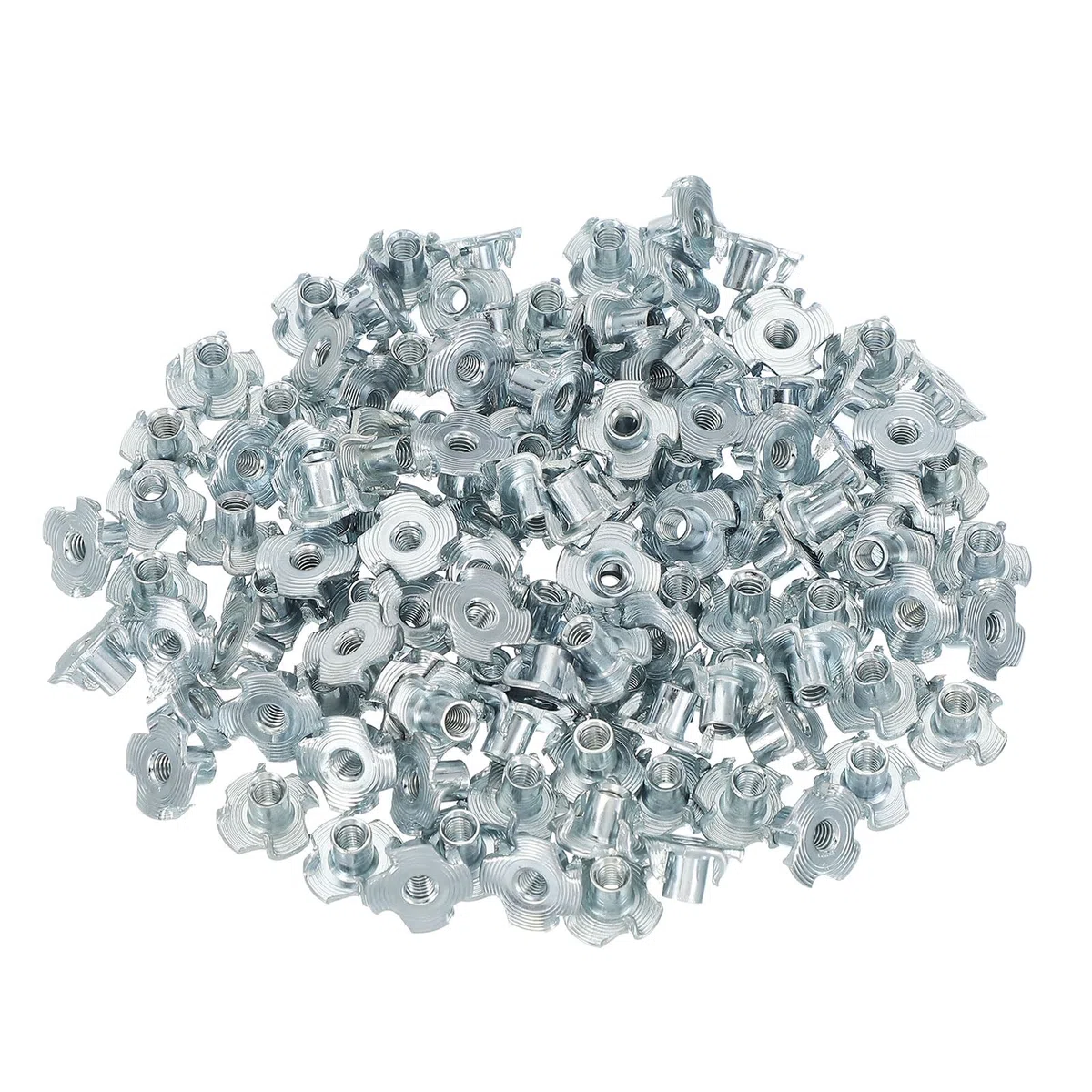 PATIKIL Tuercas T M4 100 Piezas Tuercas Ciegas T De Acero Zincado De 4 Garras Longitud 6 Mm Insertos Roscados Para Muebles De Madera Gabinetes Y Presas De Escalada