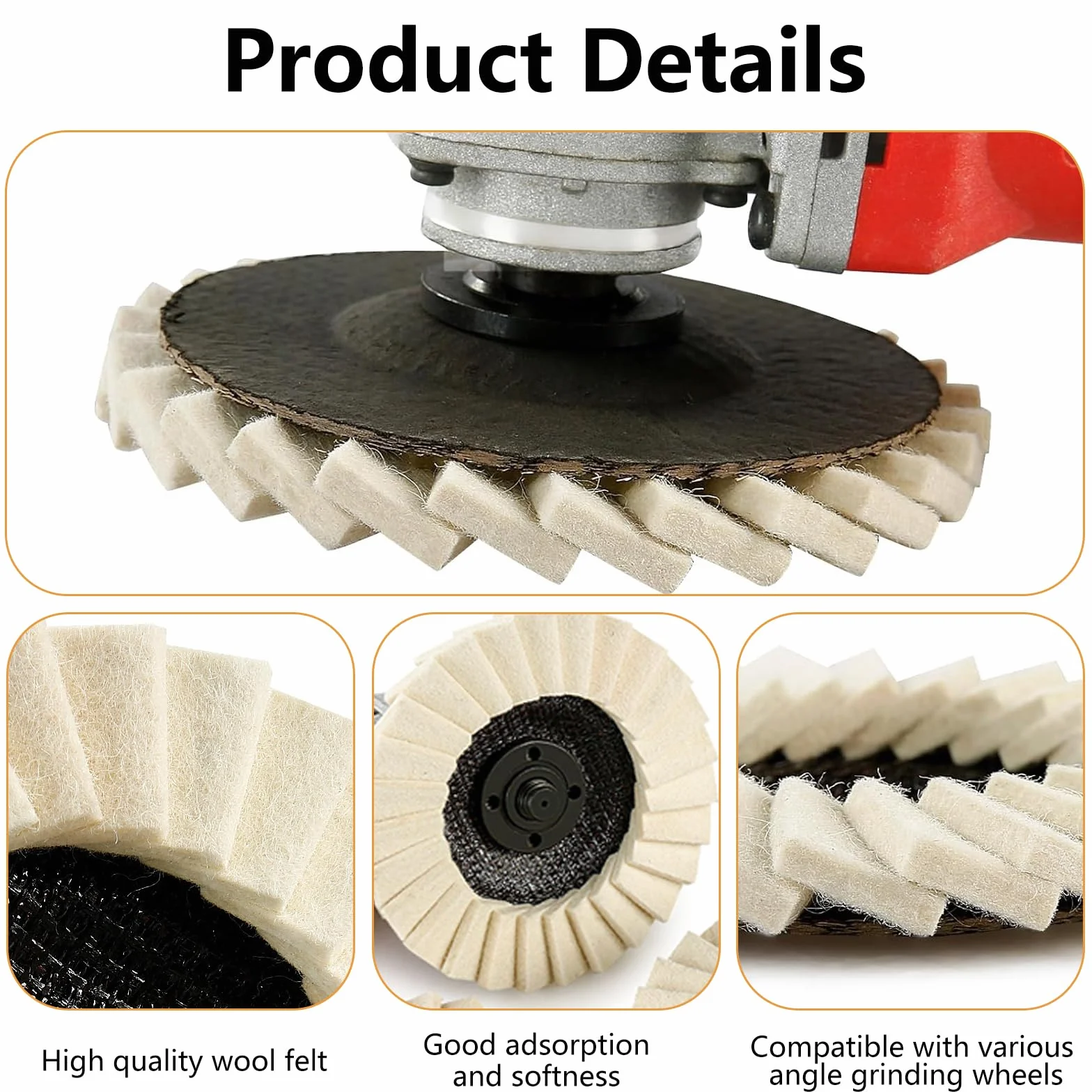 5 discos pulidores de 125 mm x 22,2 mm, de fieltro, para amoladora angular, disco de pulido flexible, discos de pulido de fieltro de lana para lijar y pulir barniz madera, acero inoxidable y plástico