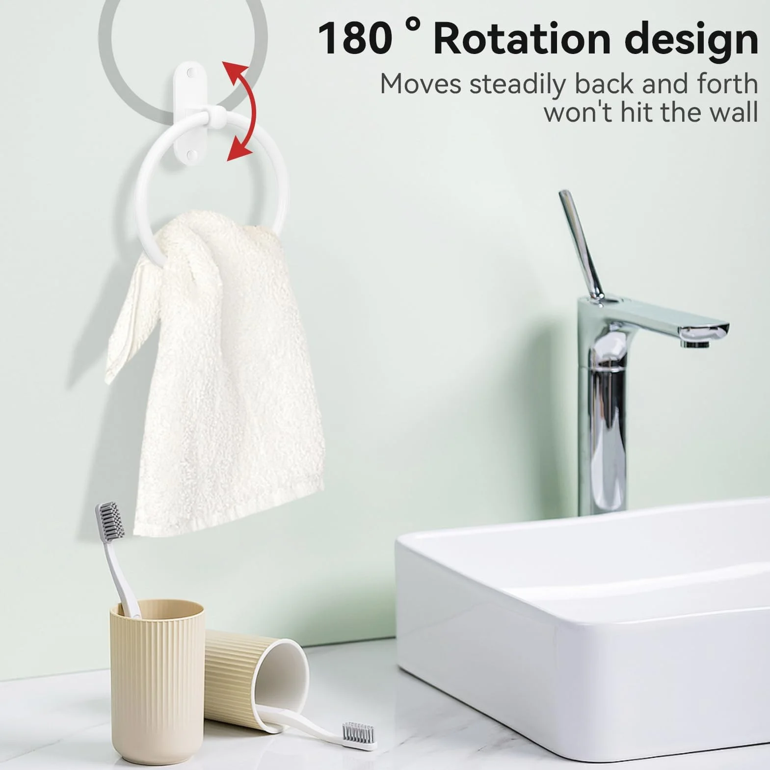 HERCHR Toallero de Mano, Toallero de Aluminio para Baño Toallero de Mano Colgador de Pared Toallero Redondo Toallero Redondo Círculo Toallero Colgador Giratorio Toallero de Cocina para Casa