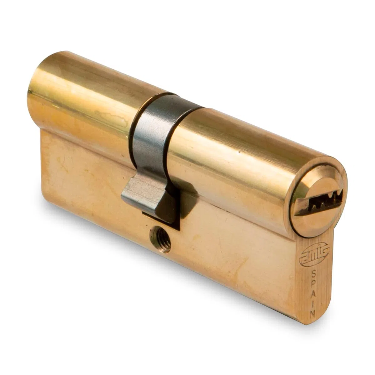 Amig - Cilindro de seguridad Mod. 9800 - Cerradura para puertas - Leva larga de 15mm - Sistema antitaladro - Incluye 5 llaves - Dorado - Medidas: 70 (30-40 mm)