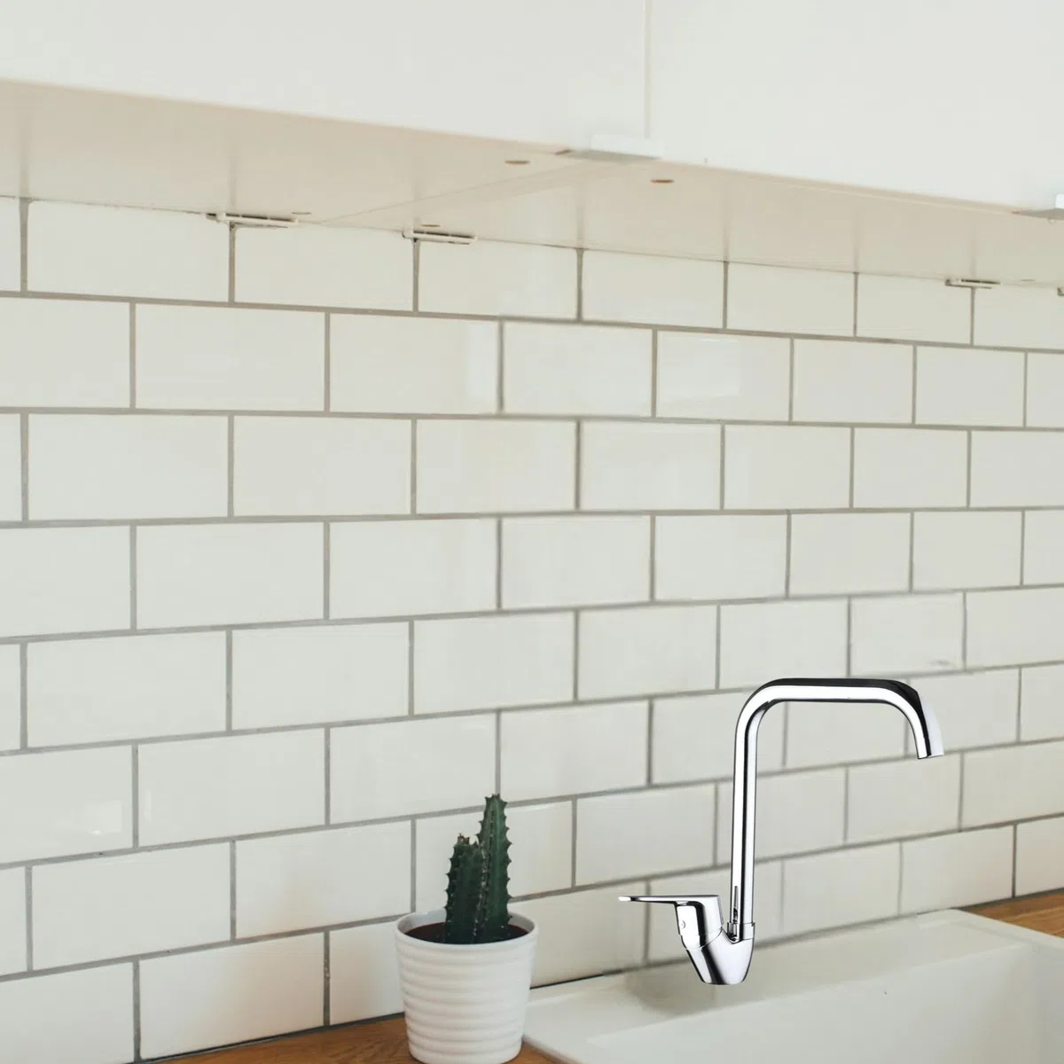 Caña de repuesto para grifo de cocina universal giratoria de 22,5 cm | Diseño cuadrado moderno | Alta y direccionable | Compatible con fregaderos monoagujero | Fácil instalación 52984