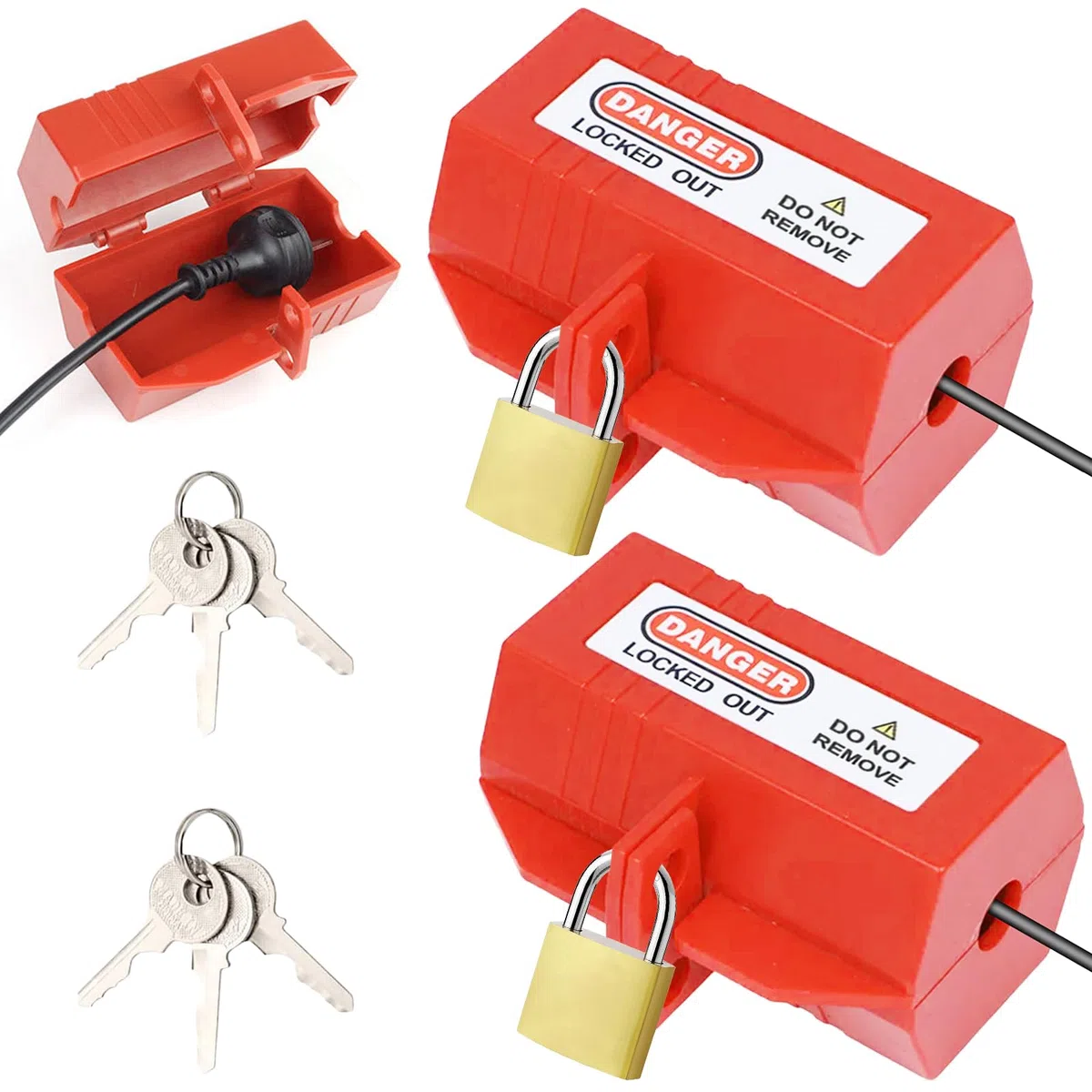 2 cerraduras de lavadoras con cerradura, cerradura de enchufe con cerradura, de plástico de alta calidad, para cable de alimentación, caja fuerte