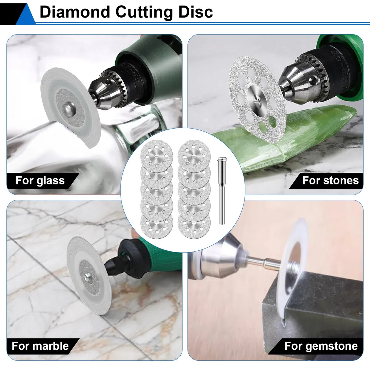 Kit de 45 ruedas de corte gupawix para herramientas giratorias Dremel, discos de corte de diamante, sierra circular HSS, ruedas de corte de fibra de vidrio con 6 mandriles, accesorios de herramientas