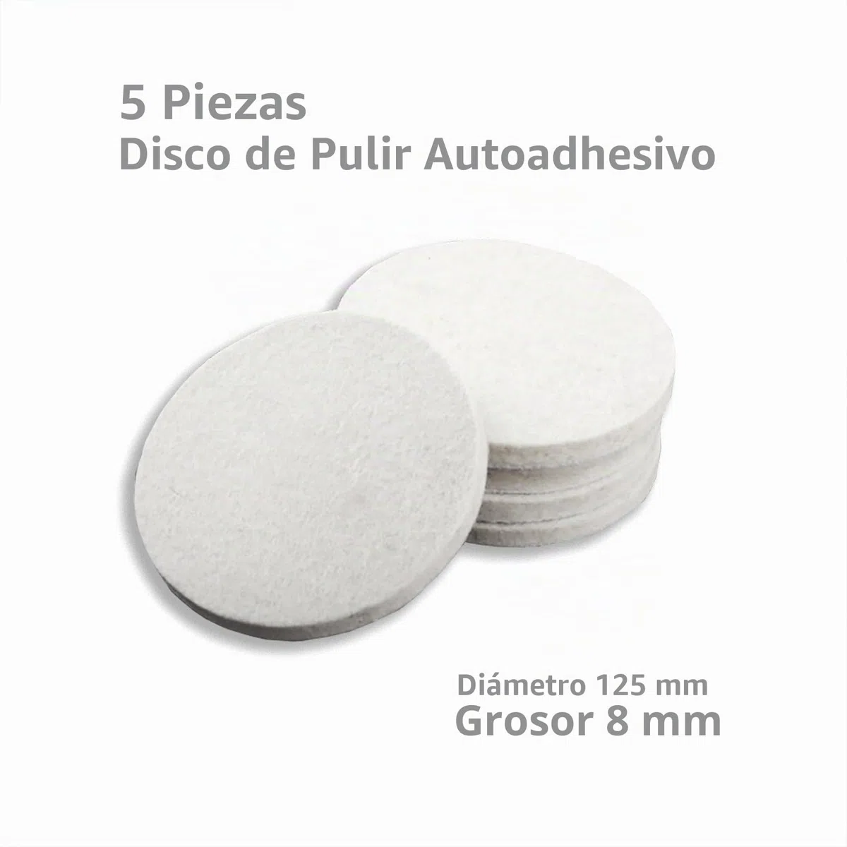 5 almohadillas de pulido de fieltro de lana de 125 mm x 8 mm (L*D) para pulir vidrio, plástico, metal, mármol, disco de pulido para cocina, baño, lijadora orbital