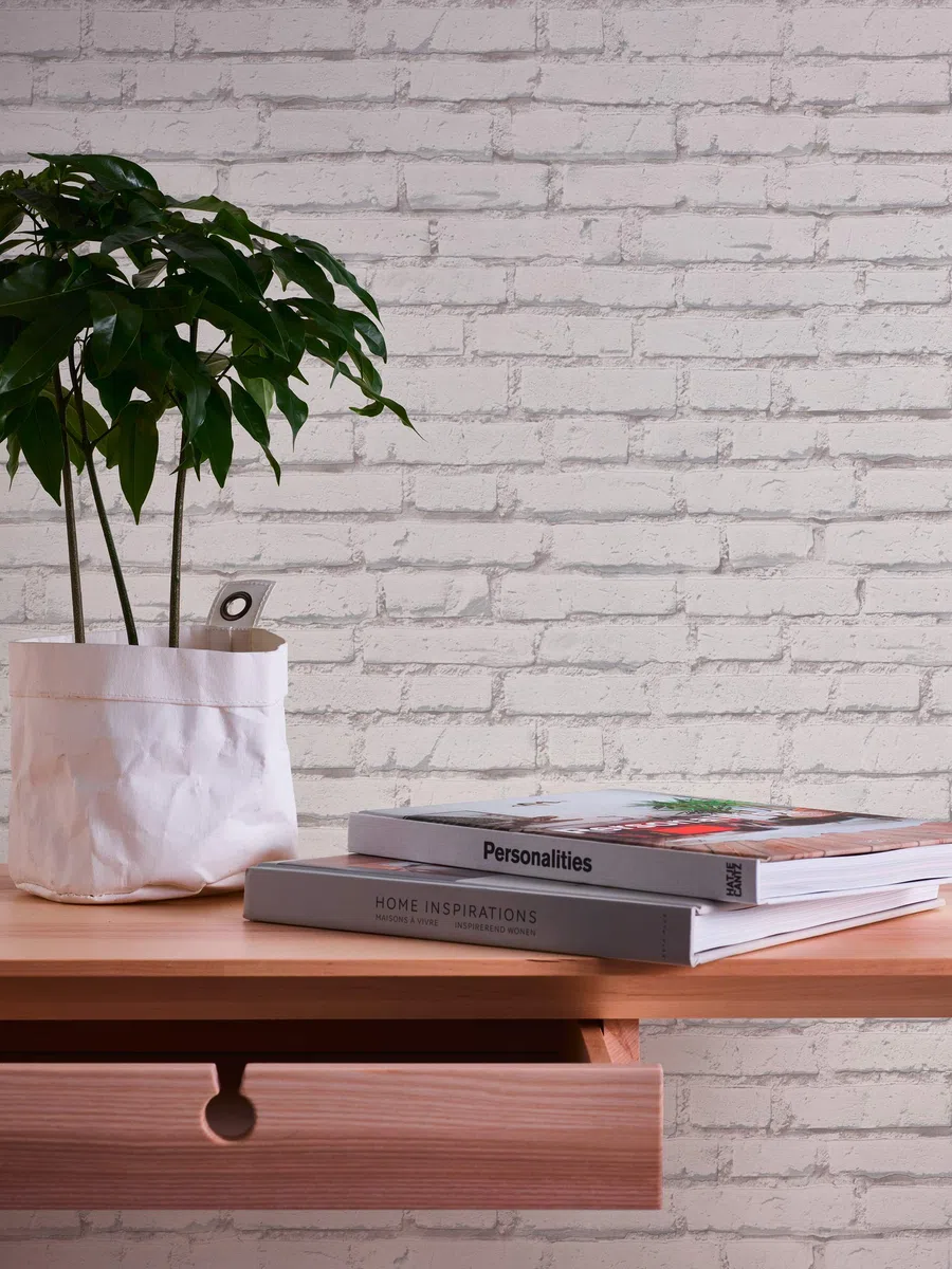 A.S. Création Papel Pintado Efecto Piedra Elements Papel pintado tejido no tejido 10.05 m x 0.53 m Blanco Gris Fabricado en Alemania 319431 31943-1