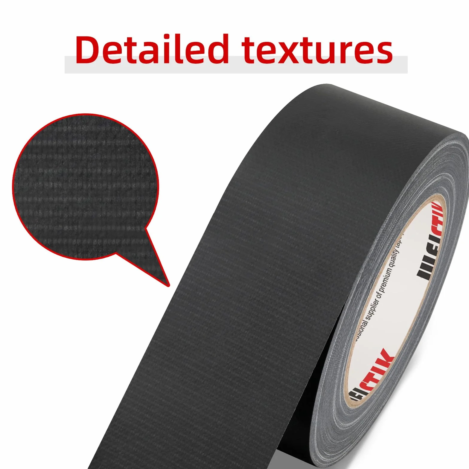 WELSTIK Cinta mate negra 300 micras x 50 mm x 27 m, impermeable, sin residuos, no reflectante, fácil de rasgar, cinta de escena mate